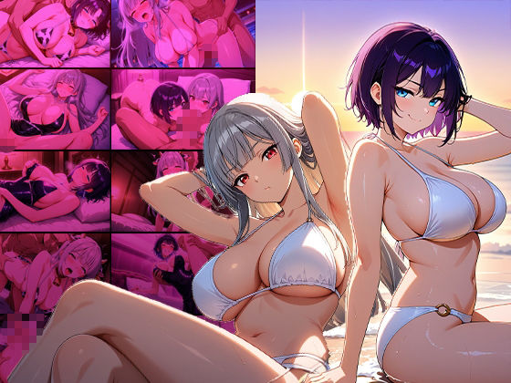 巨乳銀髪モデルと紫髪美女がカメラマンとホテルで中出し撮影会【4K】【400枚収録】 - サンプル画像 1