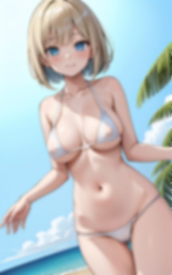 夏のビーチに現れた淫乱巨乳ビキニ美女のえちえち色仕掛け - サンプル画像 1