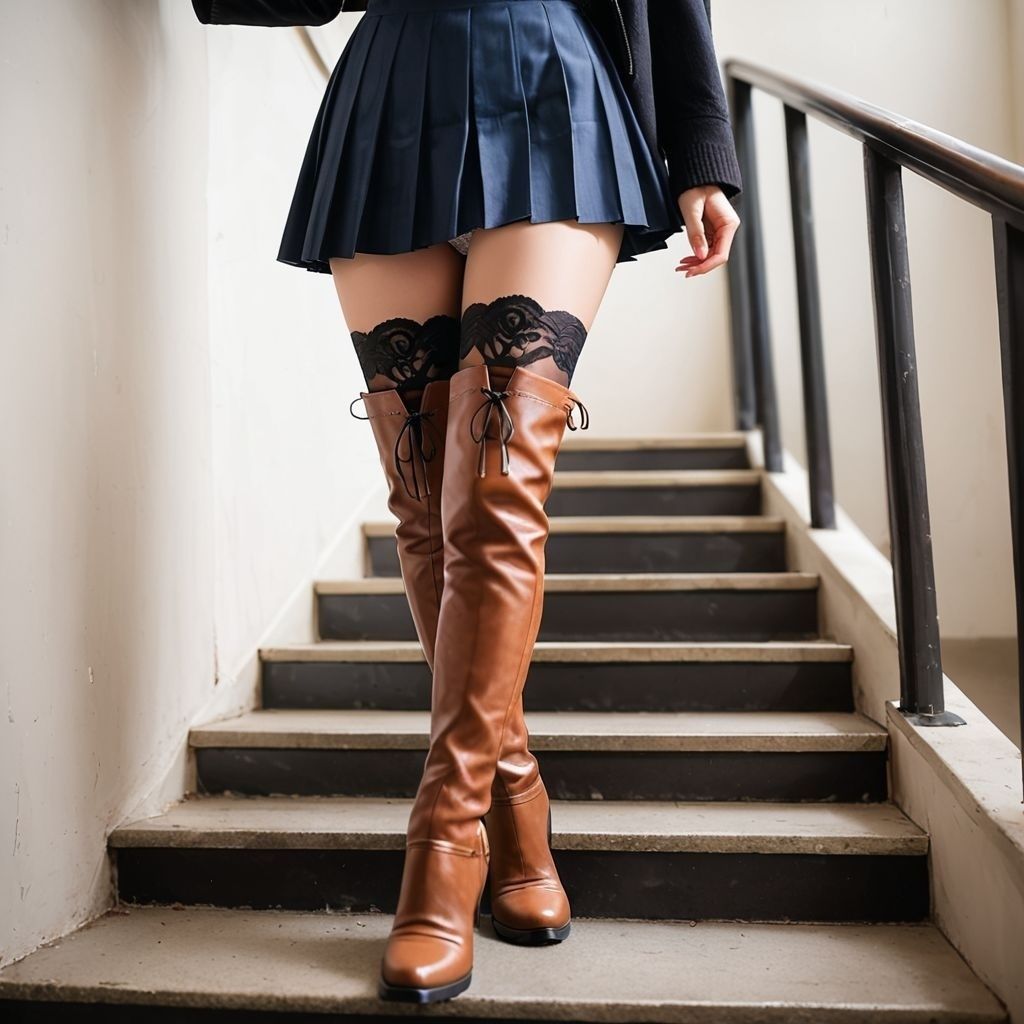 ブーツ美女のパンチラ画像集〜エスカレーター・階段編 - サンプル画像 2