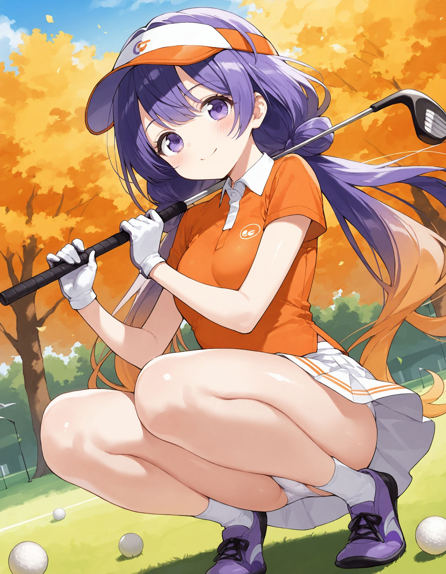ゴルフウェアでしゃがみパンチラ - サンプル画像 3