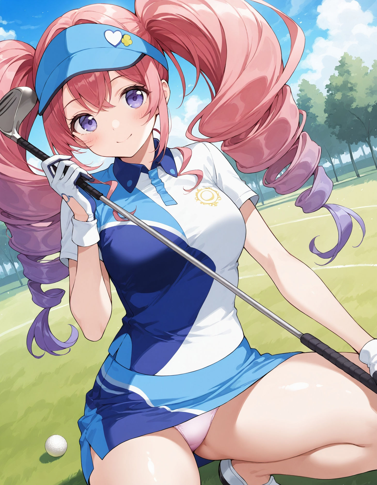 ゴルフウェアでしゃがみパンチラ - サンプル画像 5