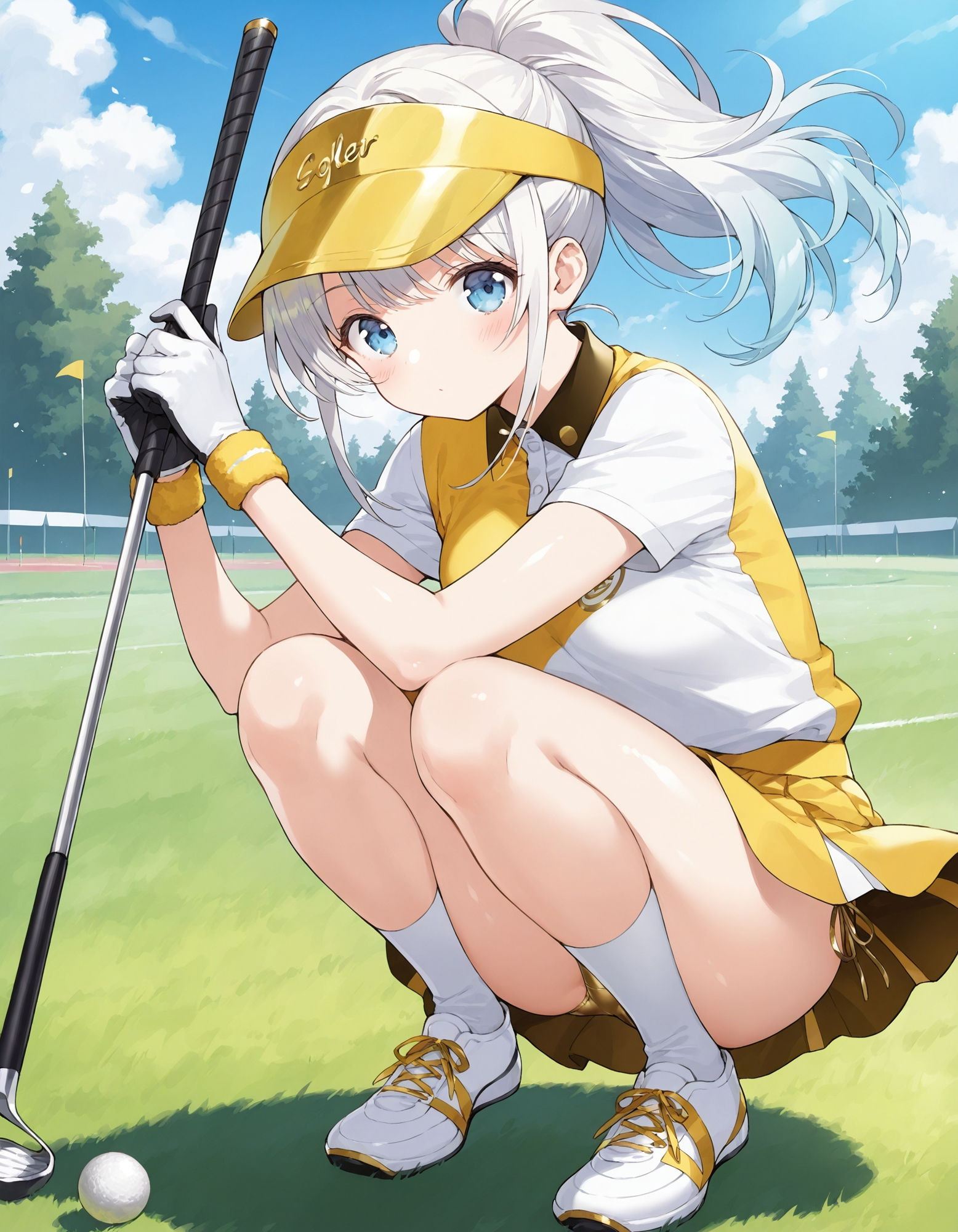 ゴルフウェアでしゃがみパンチラ - サンプル画像 6