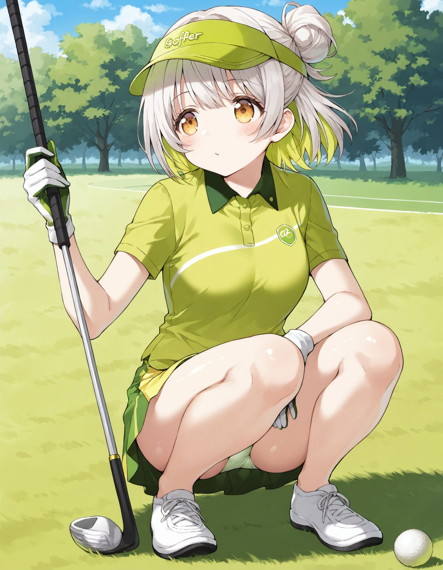 ゴルフウェアでしゃがみパンチラ - サンプル画像 7