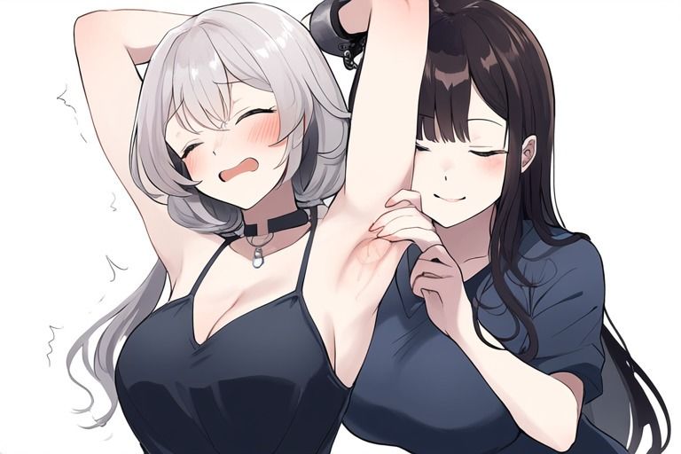 くすぐり〜たくさんの手で愛撫され吹き出し絶頂させられる彼女たち〜AI画像集 - サンプル画像 1