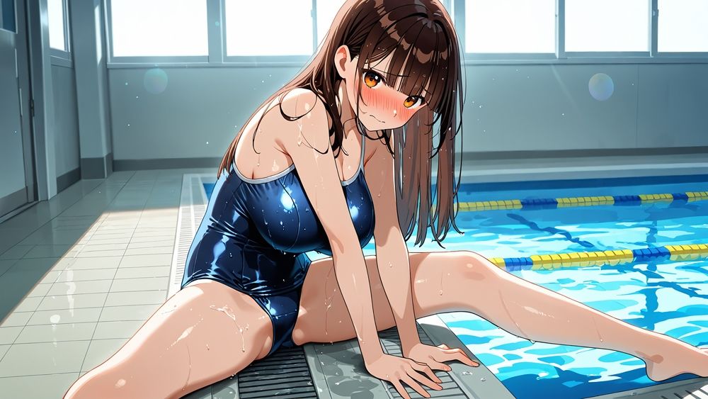 爆乳茶髪＆金髪スク水美少女が顧問と放課後種付け特訓【4K】 - サンプル画像 5