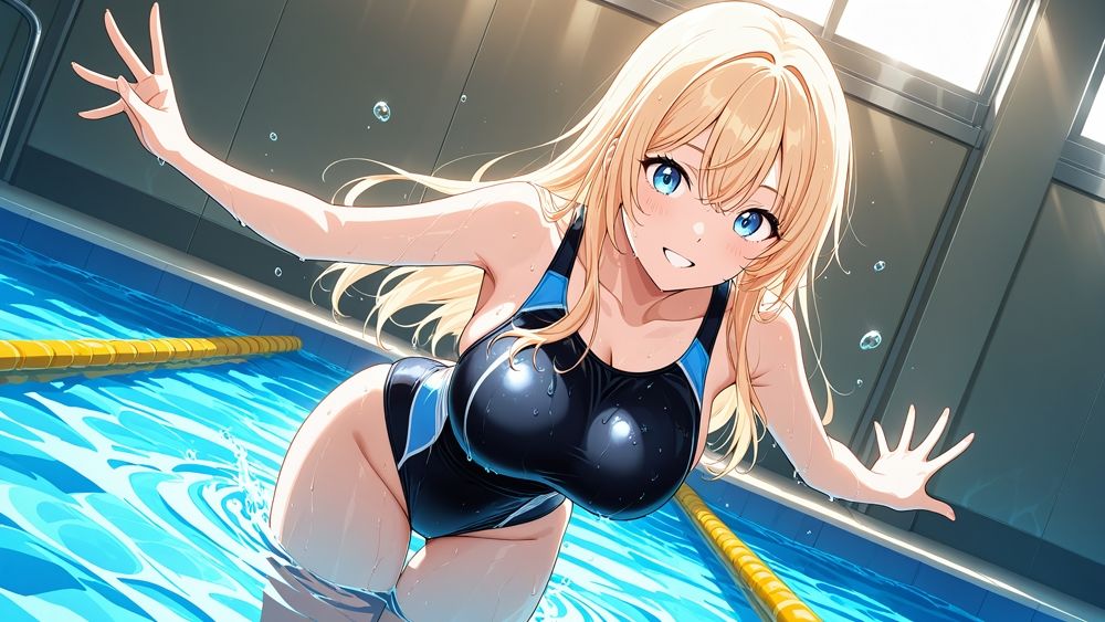 褐色コーチが金髪＆緑髪爆乳競泳美女を種付け調教【4K】【FANZA専売】 - サンプル画像 4