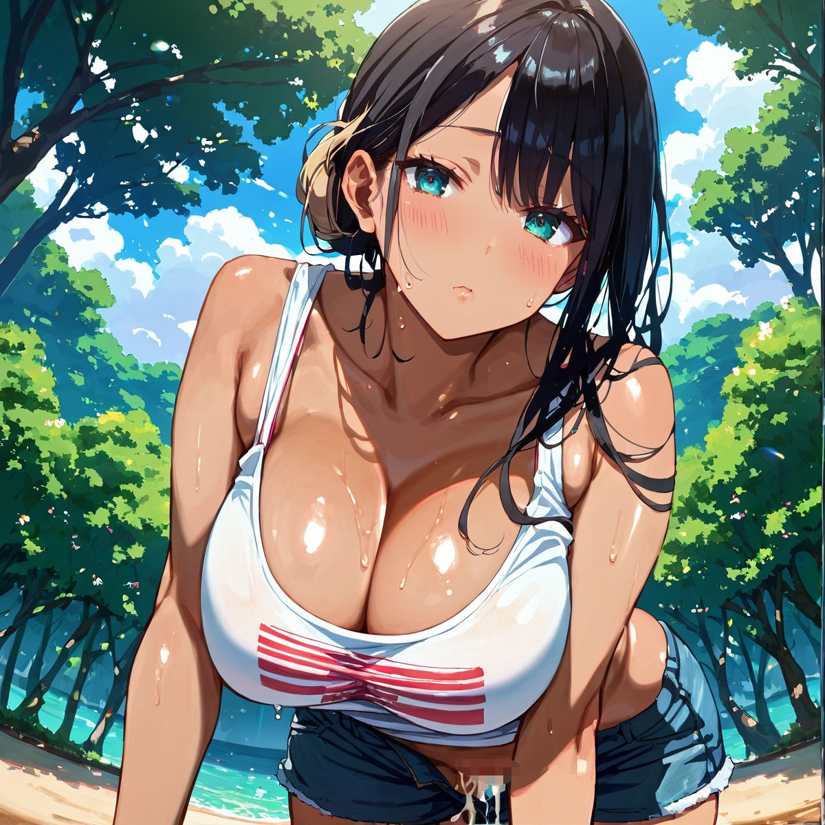 真夏の黒ギャル×タンクトップ中出し！【厳選画像387枚収録】Vol.4 - サンプル画像 4