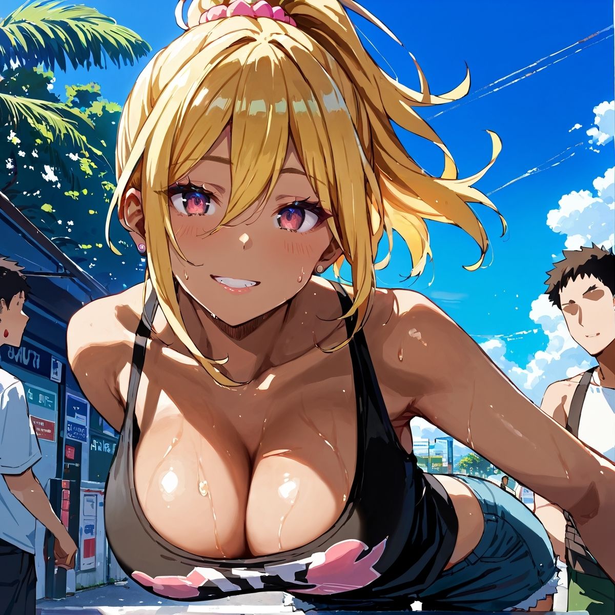 真夏の黒ギャル×タンクトップ中出し！【厳選画像389枚収録】Vol.7 - サンプル画像 1