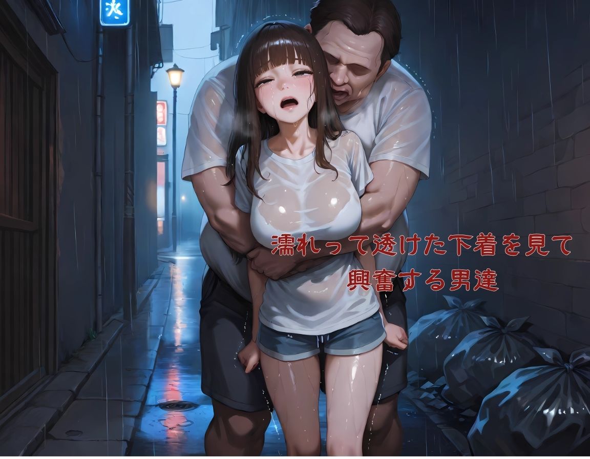 ゲリラ豪雨全身びしょ濡れ〜透けブラで興奮する男達〜レ〇プ編 - サンプル画像 2