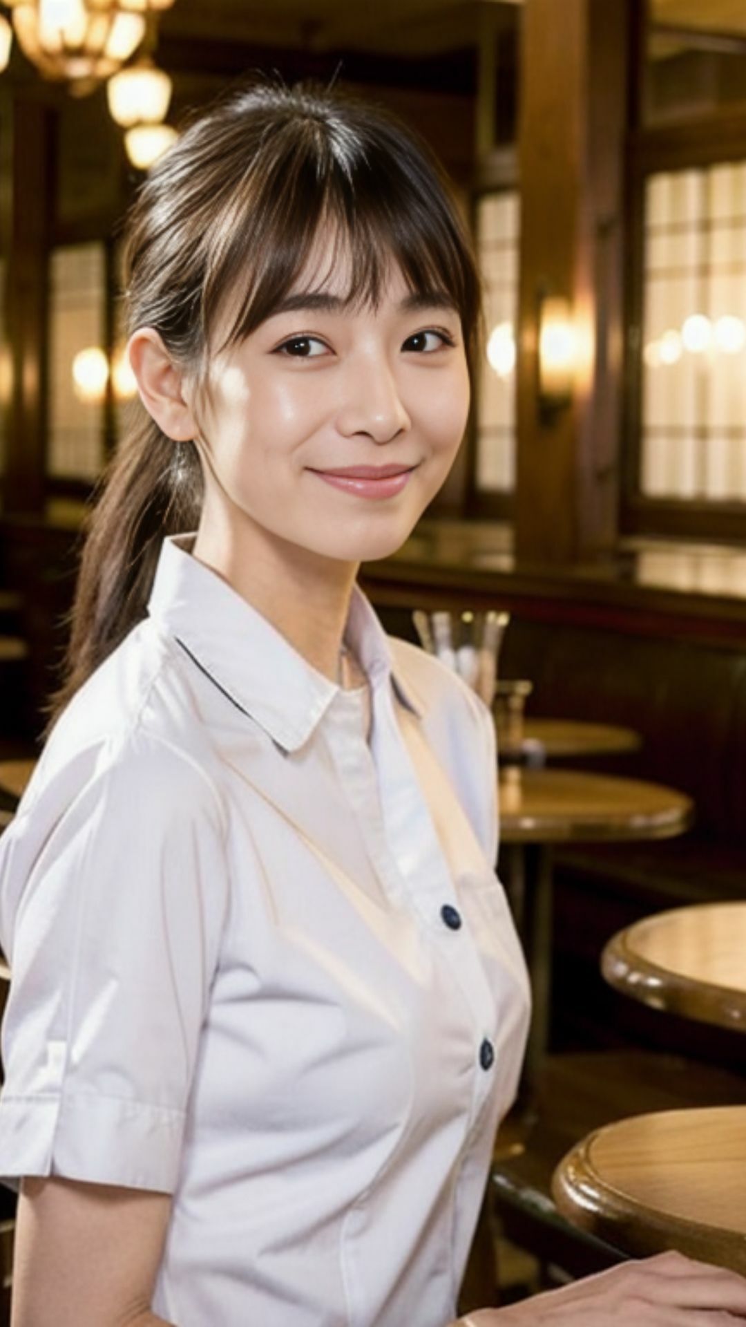 親の飲食店を手伝っていそうないいこがにじみでているかわいいかわいい看板娘 - サンプル画像 3