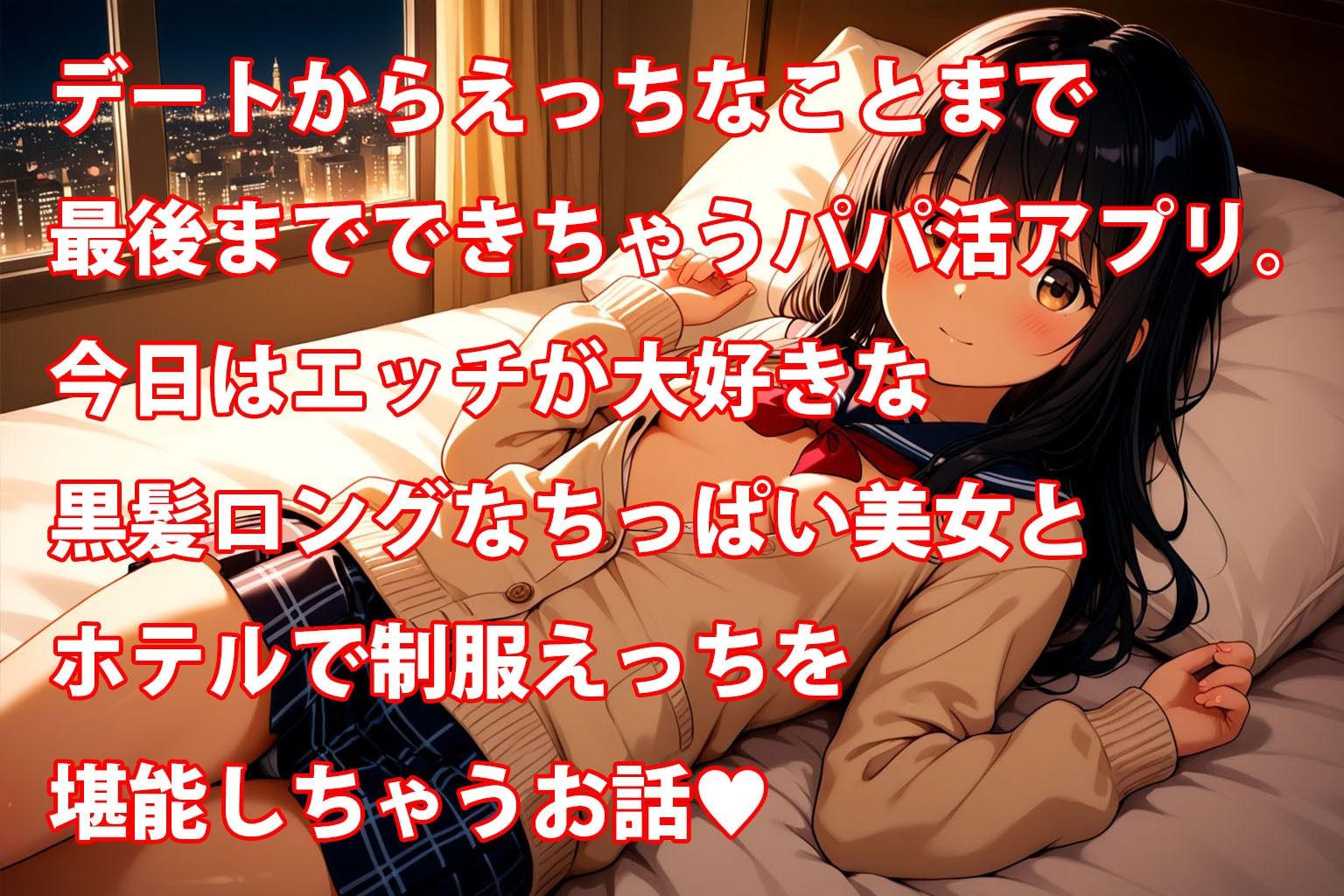 黒髪ロングなちっぱい美少女のえっちなパパ活記録 - サンプル画像 1