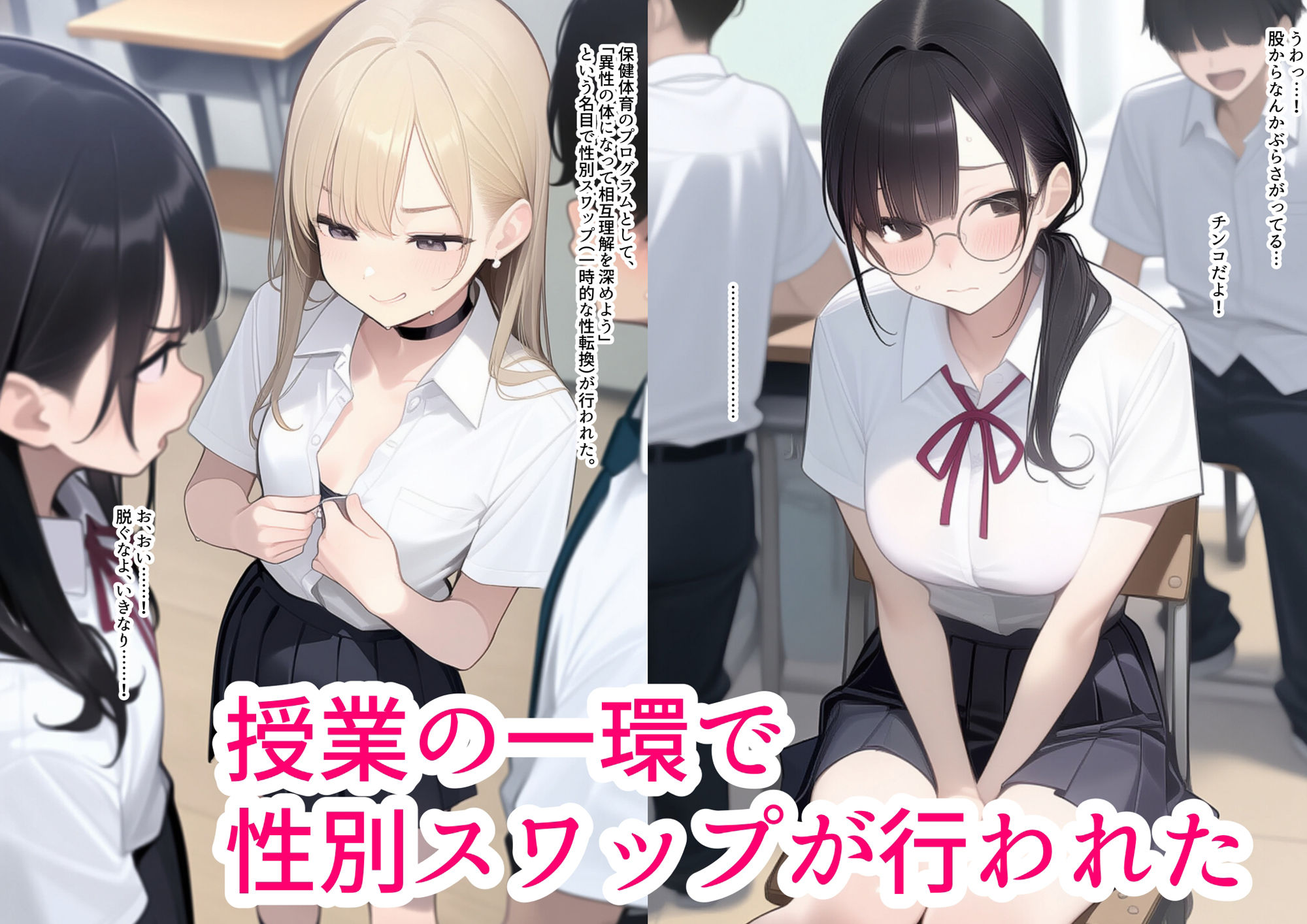 ♂♀性別スワップで男女が入れ替わった教室 - サンプル画像 1