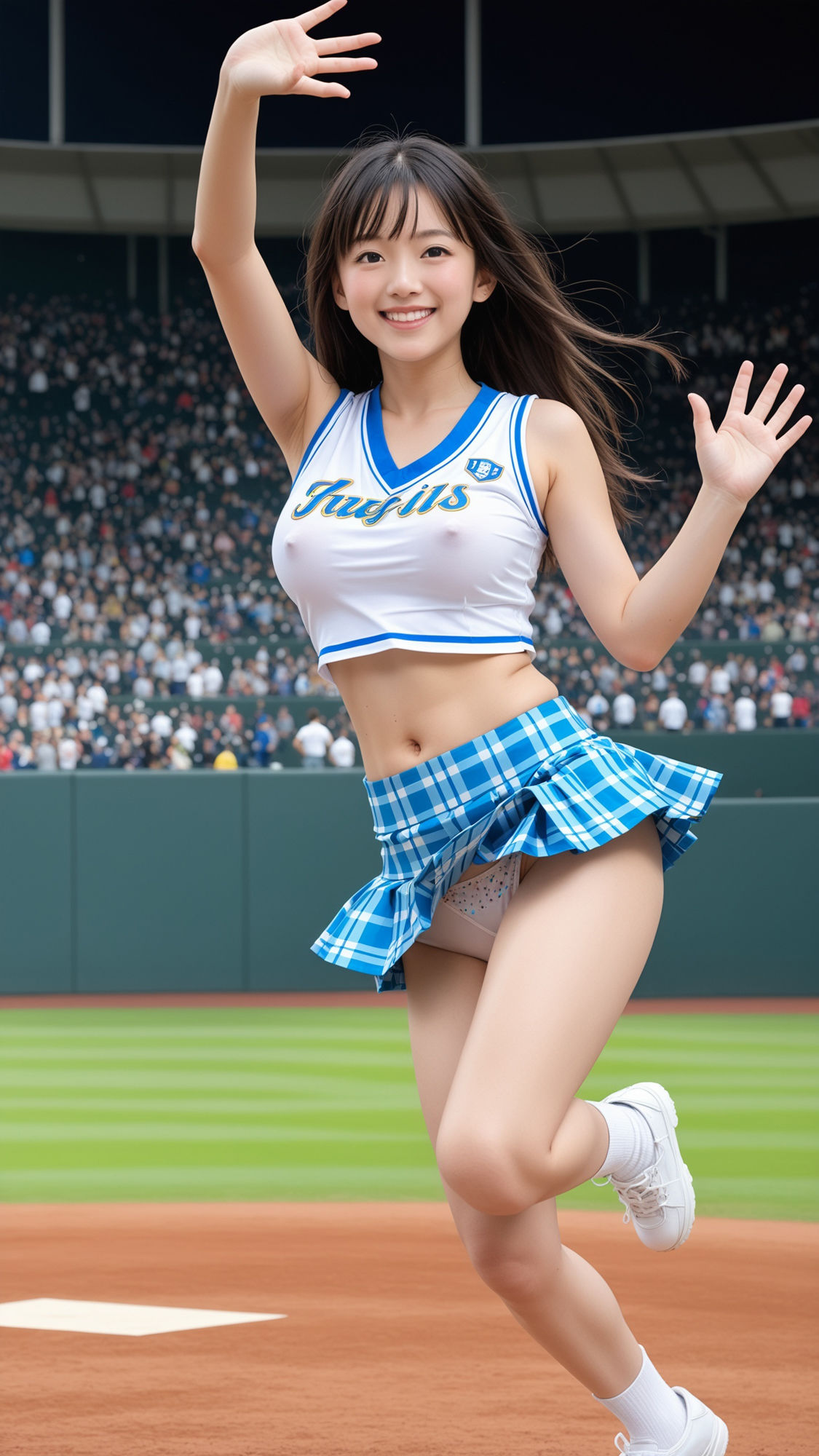 スタジアム熱狂！SHOW TIME！ チアガールの透け乳首＆リアルパンティ - サンプル画像 3