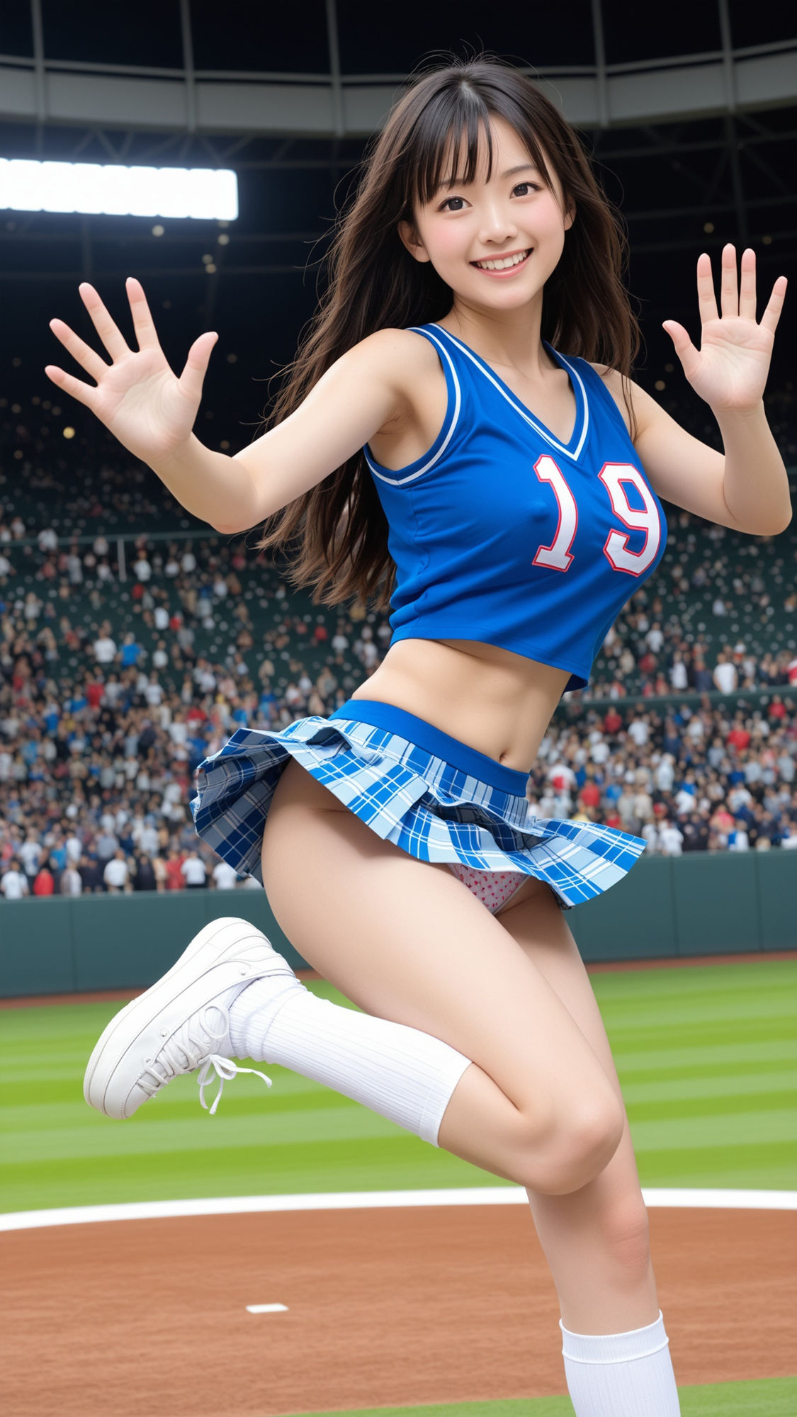 スタジアム熱狂！SHOW TIME！ チアガールの透け乳首＆リアルパンティ - サンプル画像 8