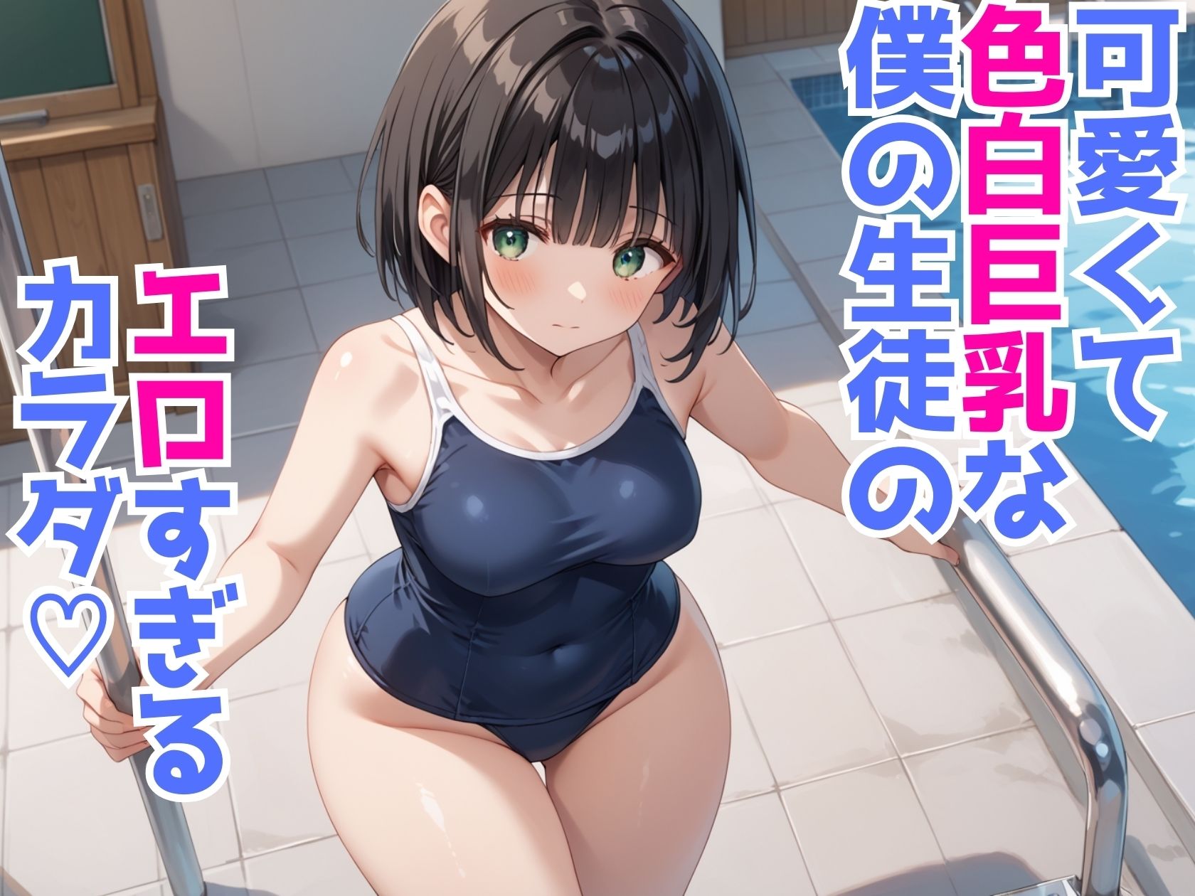 巨乳スク水JKを種付けプレスしまくり性交 - サンプル画像 1