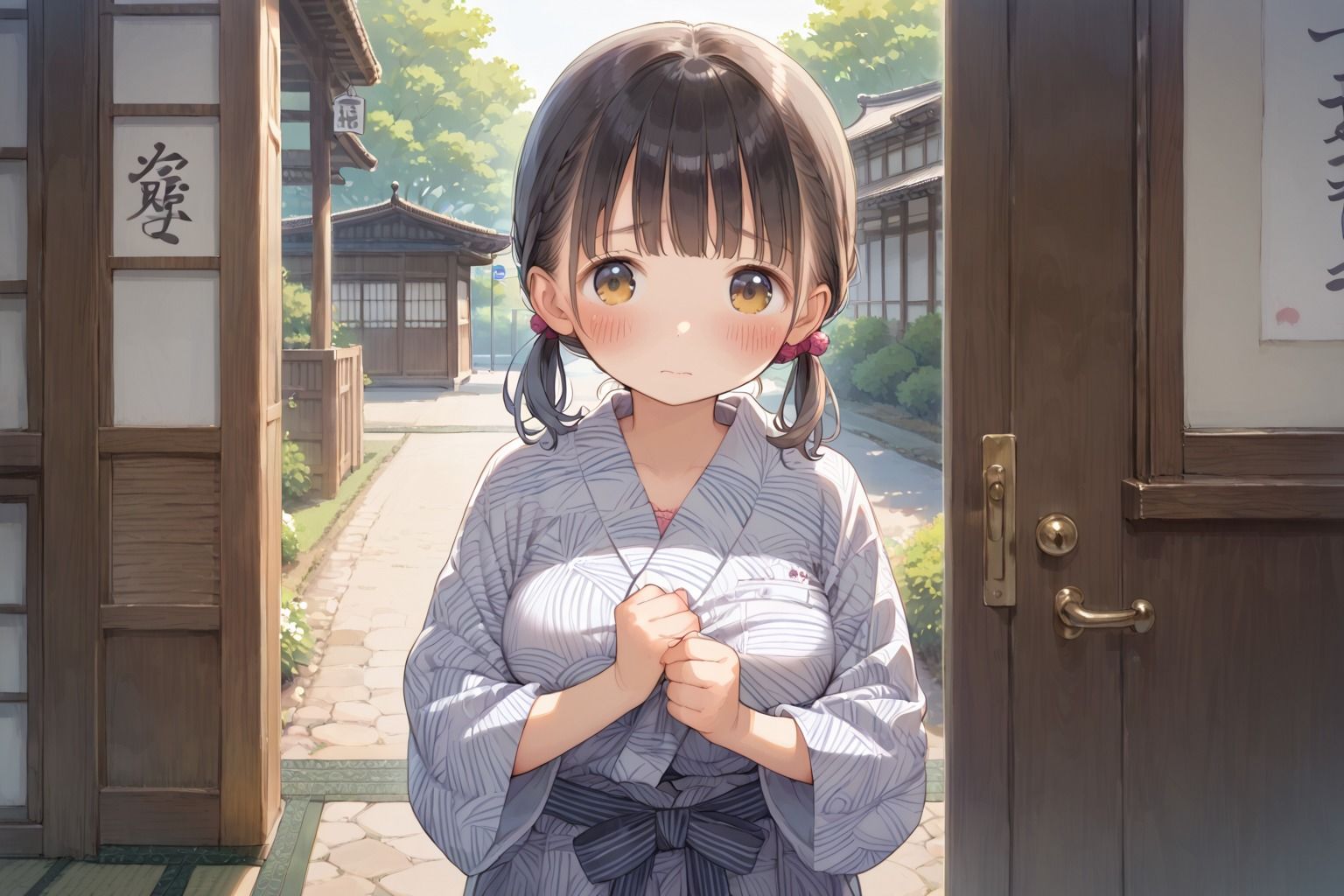 童顔巨乳妹と混浴セックス - サンプル画像 1