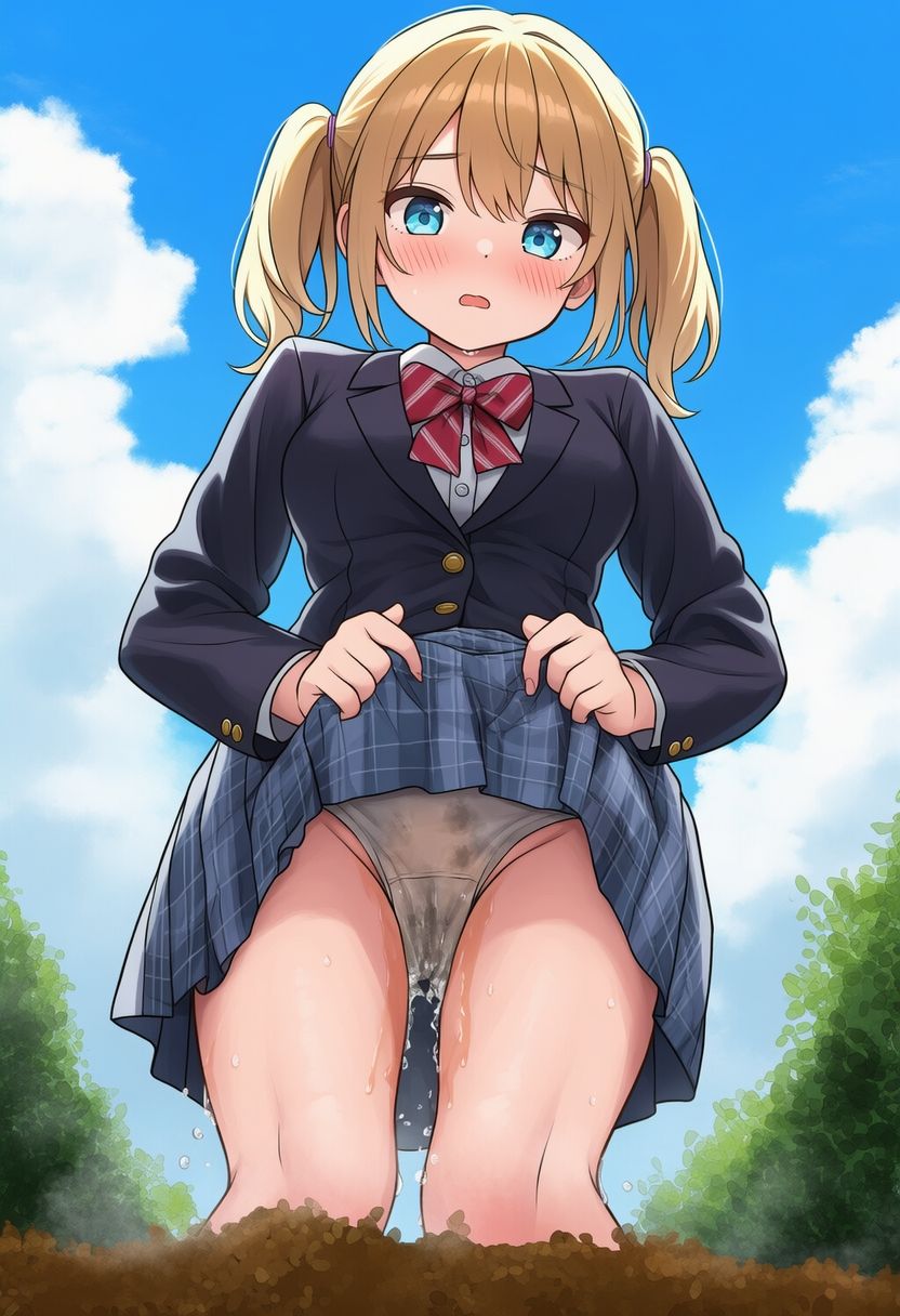 金髪ツインテール娘の放尿 - サンプル画像 4