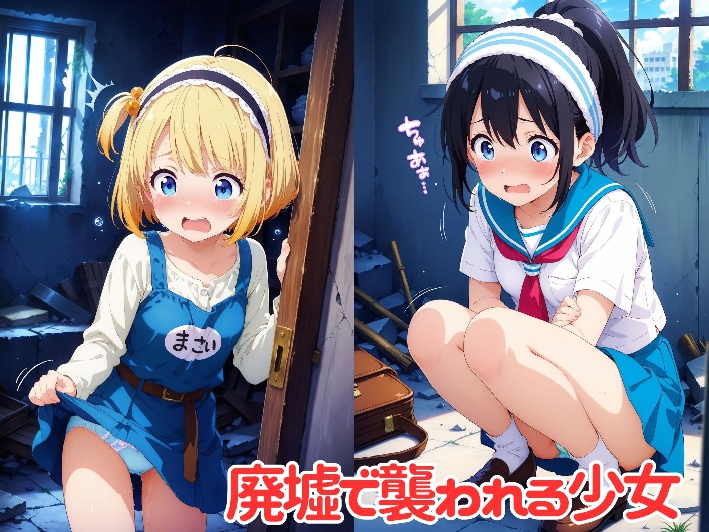 廃墟で同級生たちにHなイタズラ♪ - サンプル画像 1