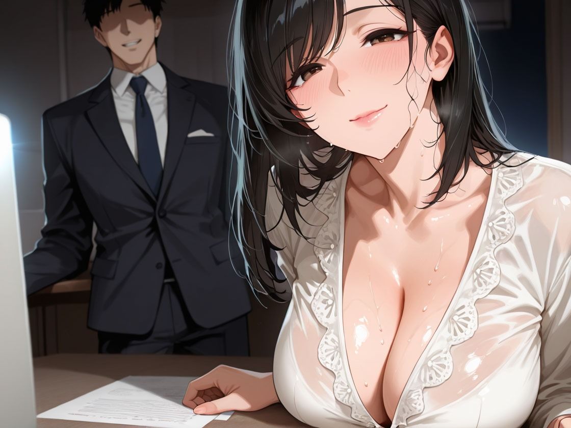 人妻秘書の濃密キス！汗だくガン突きで社長室エロ全開 - サンプル画像 1