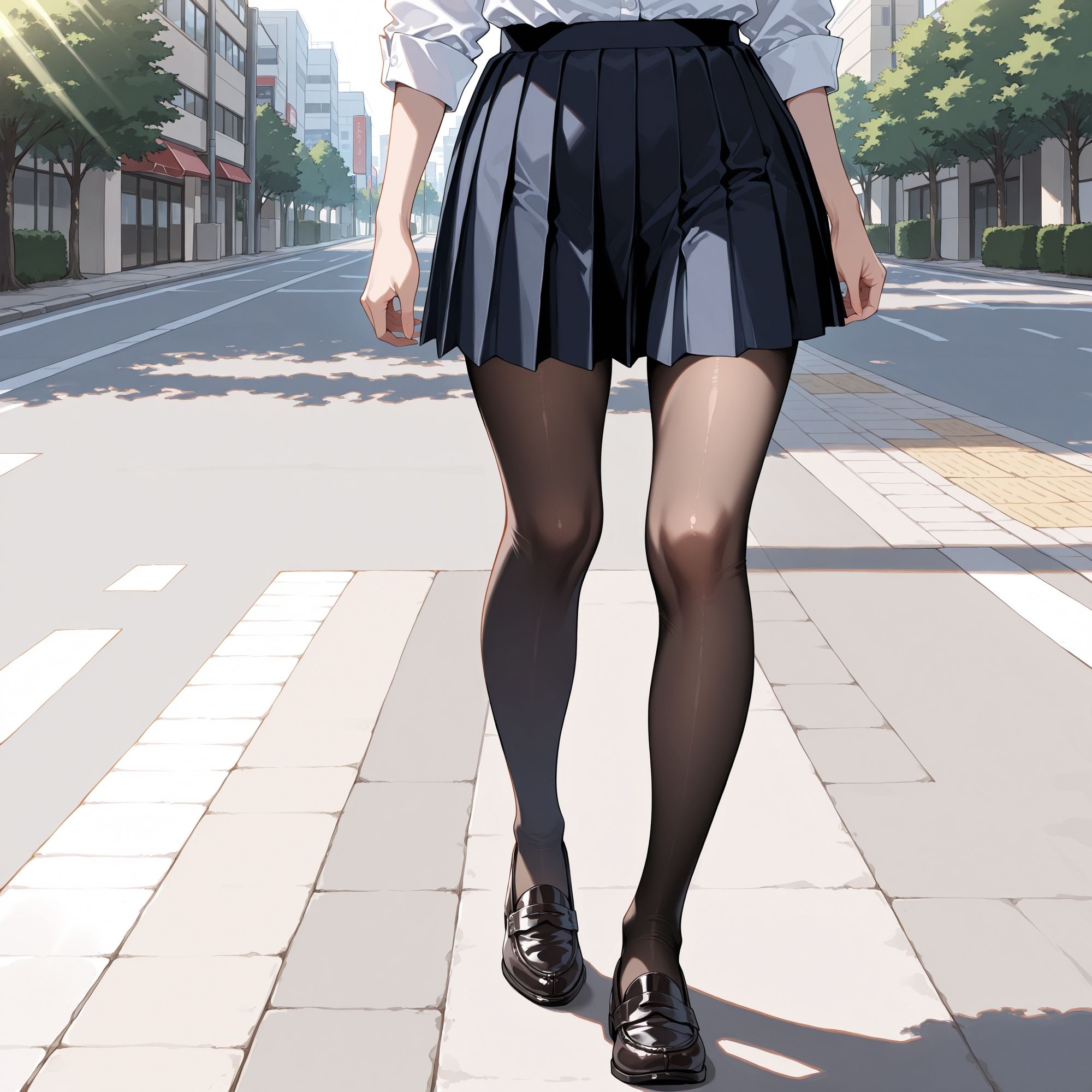 黒タイツ  制服女子 - サンプル画像 2