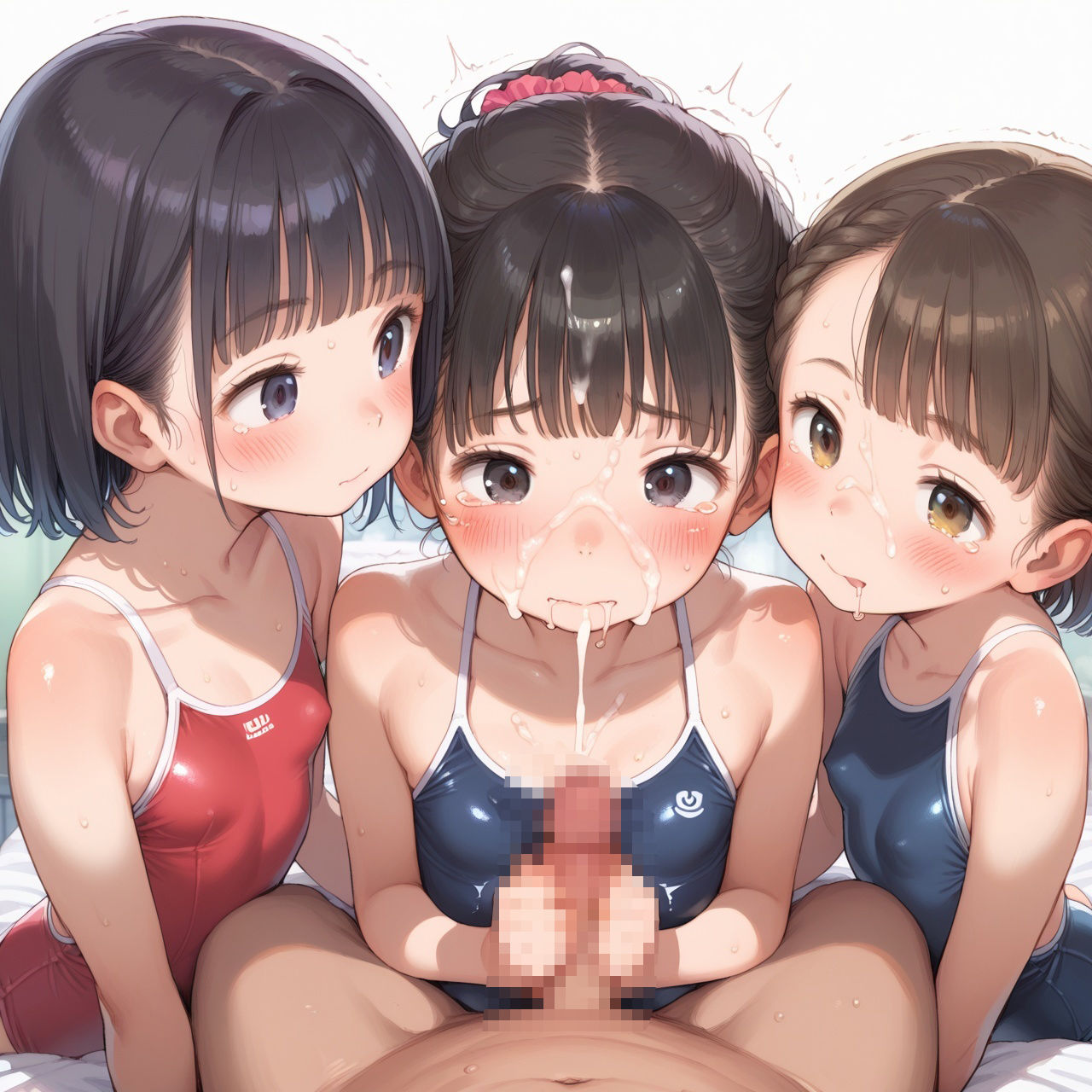 複数ヒロイン高画質 ちっぱいロリ×スク水ハーレム - サンプル画像 6