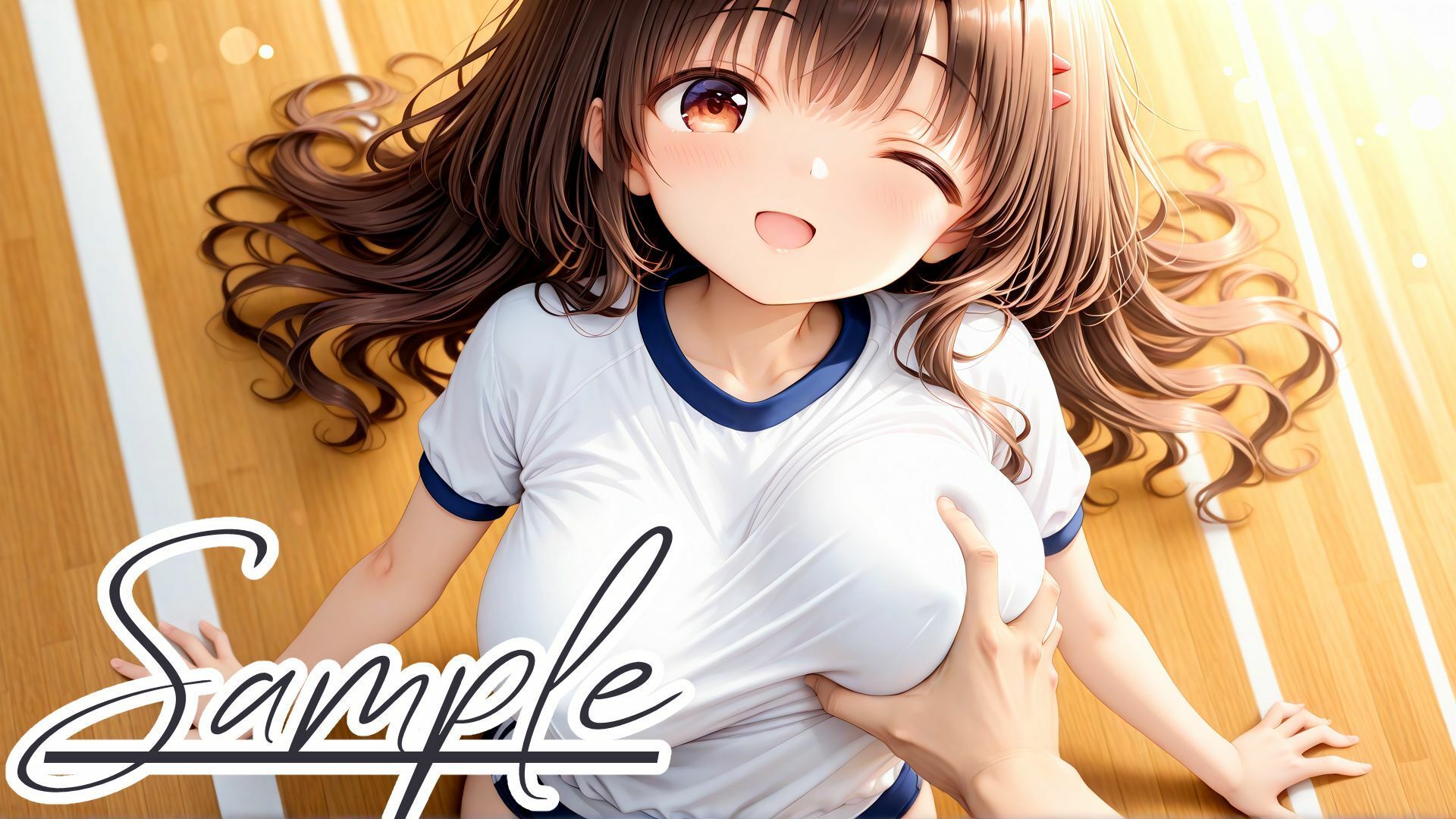 汗だくスポーツ少女のおっぱいをひたすら揉むCG集 - サンプル画像 1