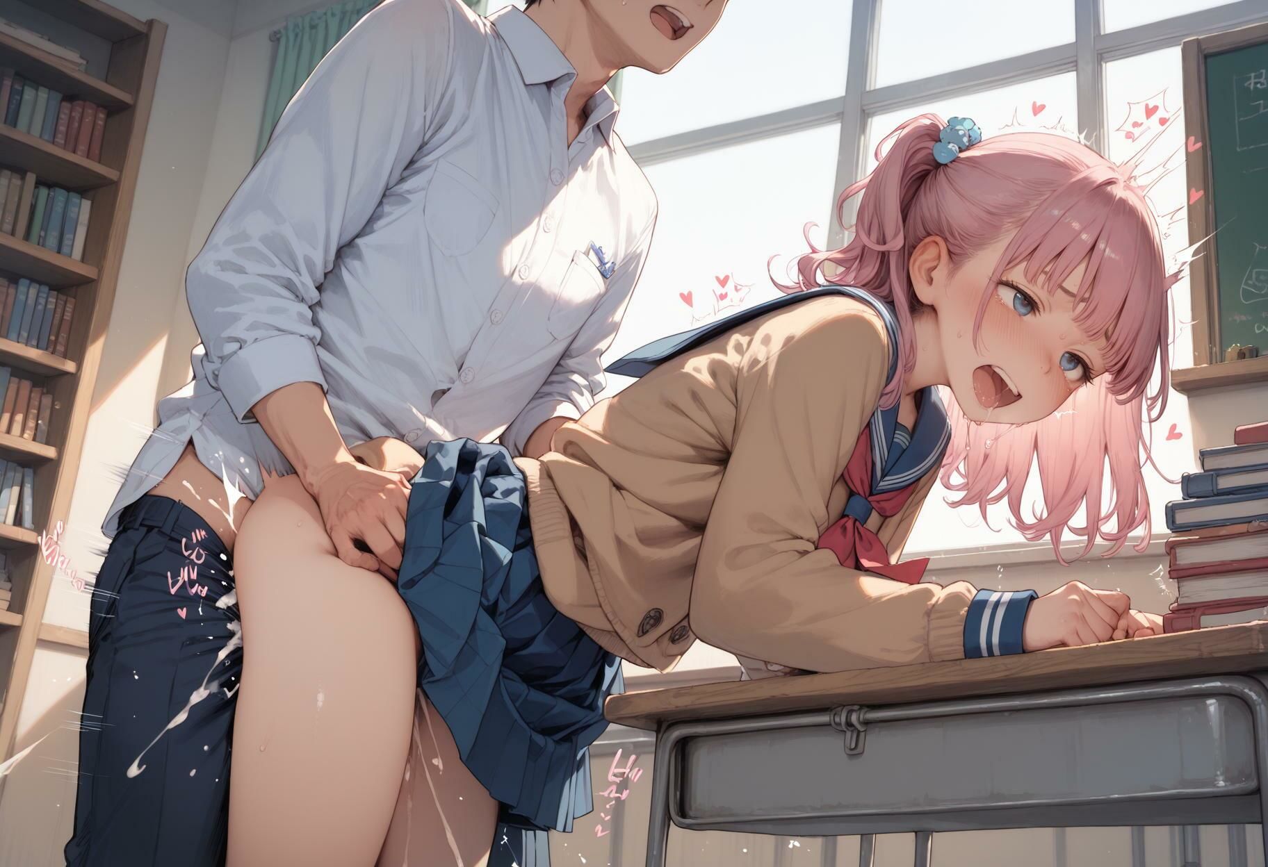 【同級生と教室でセックス】後ろから挿入大量中出し - サンプル画像 5