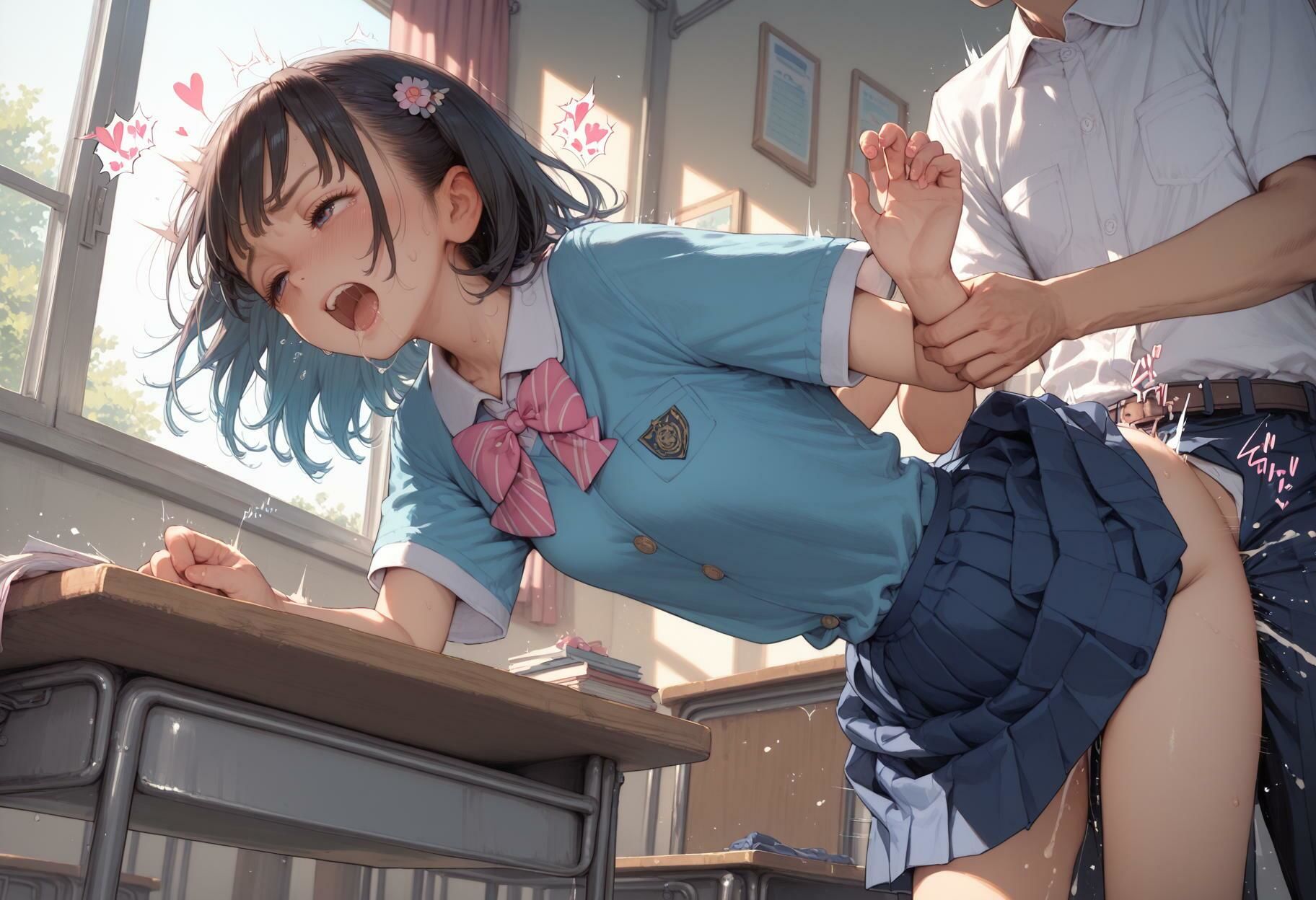 【同級生と教室でセックス】後ろから挿入大量中出し - サンプル画像 6