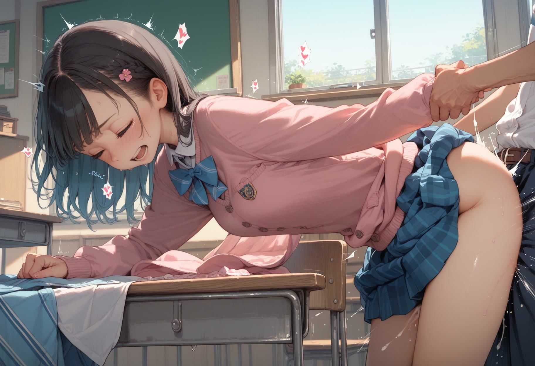 【同級生と教室でセックス】後ろから挿入大量中出し - サンプル画像 7