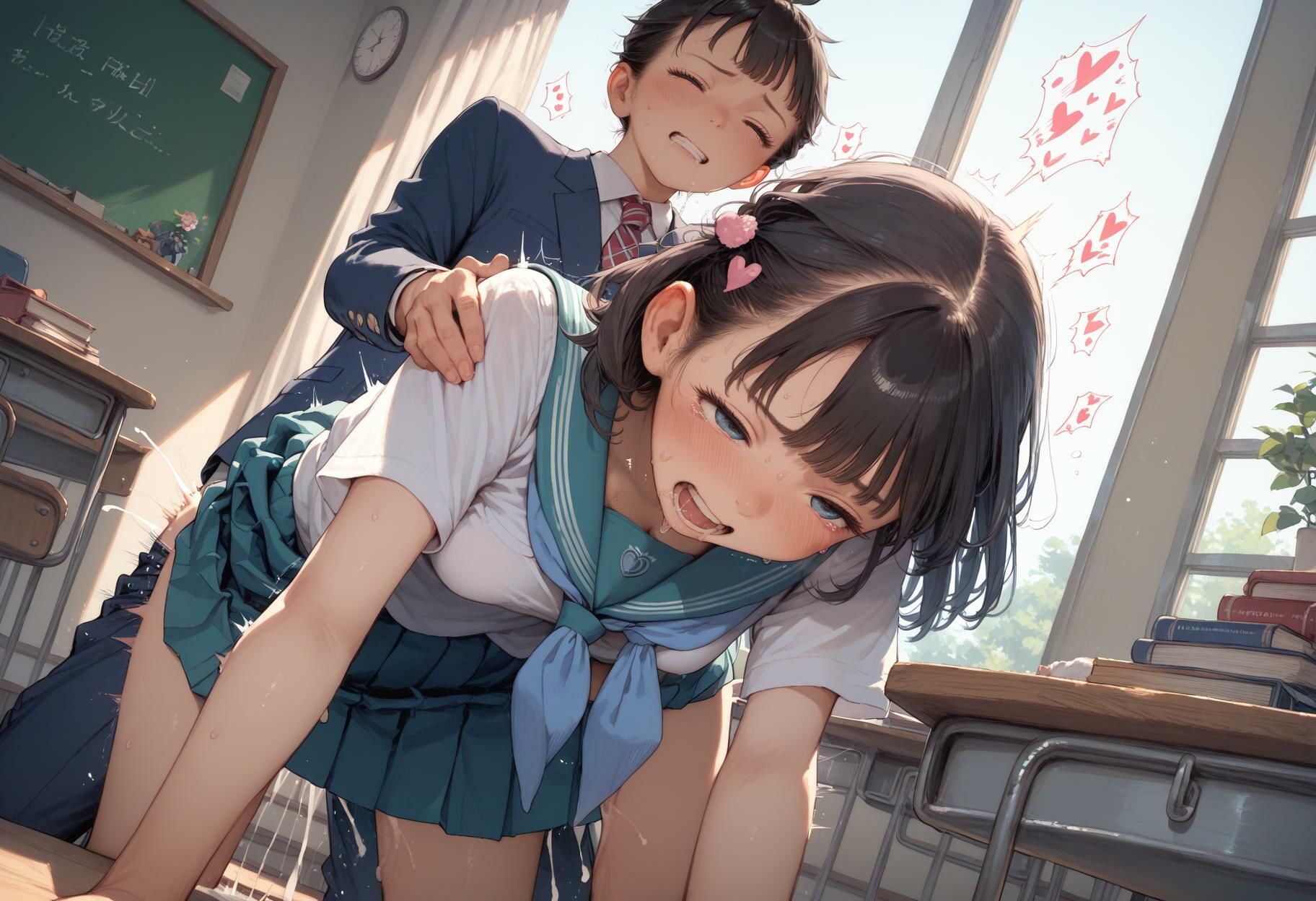 【同級生と教室でセックス】後ろから挿入大量中出し - サンプル画像 9