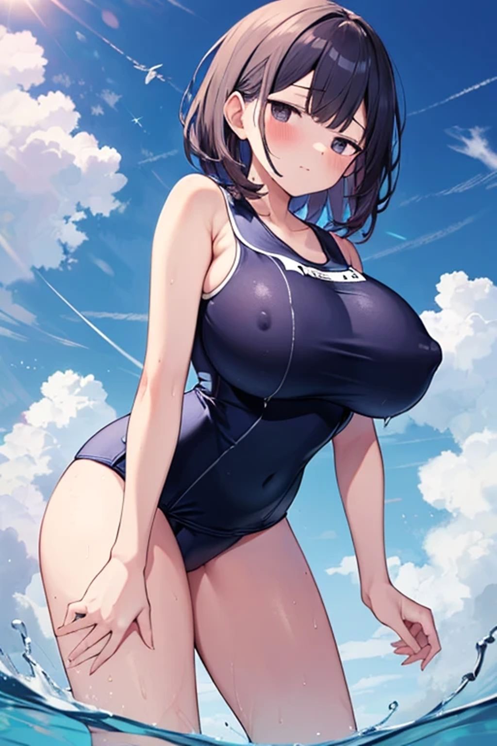 ジト目な巨乳ちゃんと一緒に昼プール→夜プール→更衣室（はーと） - サンプル画像 2