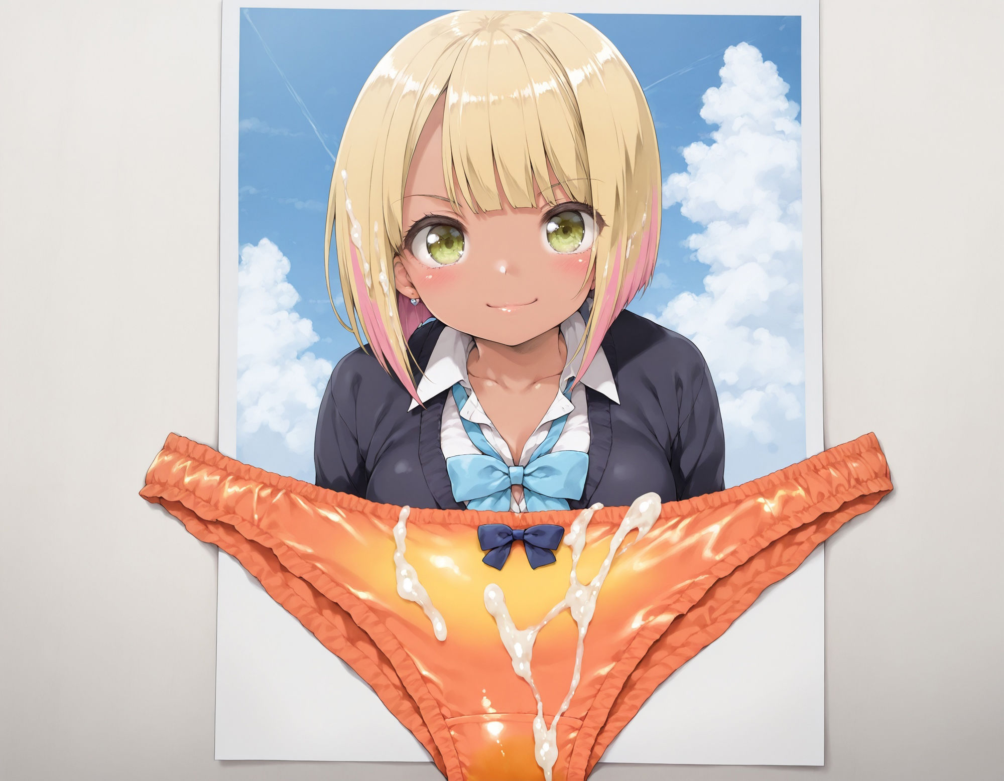 ギャル制服女子の使用済みパンツにザーメンぶっかけ - サンプル画像 1