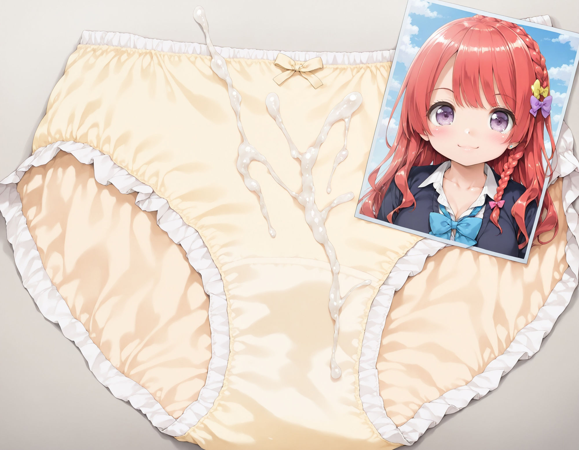 ギャル制服女子の使用済みパンツにザーメンぶっかけ - サンプル画像 2