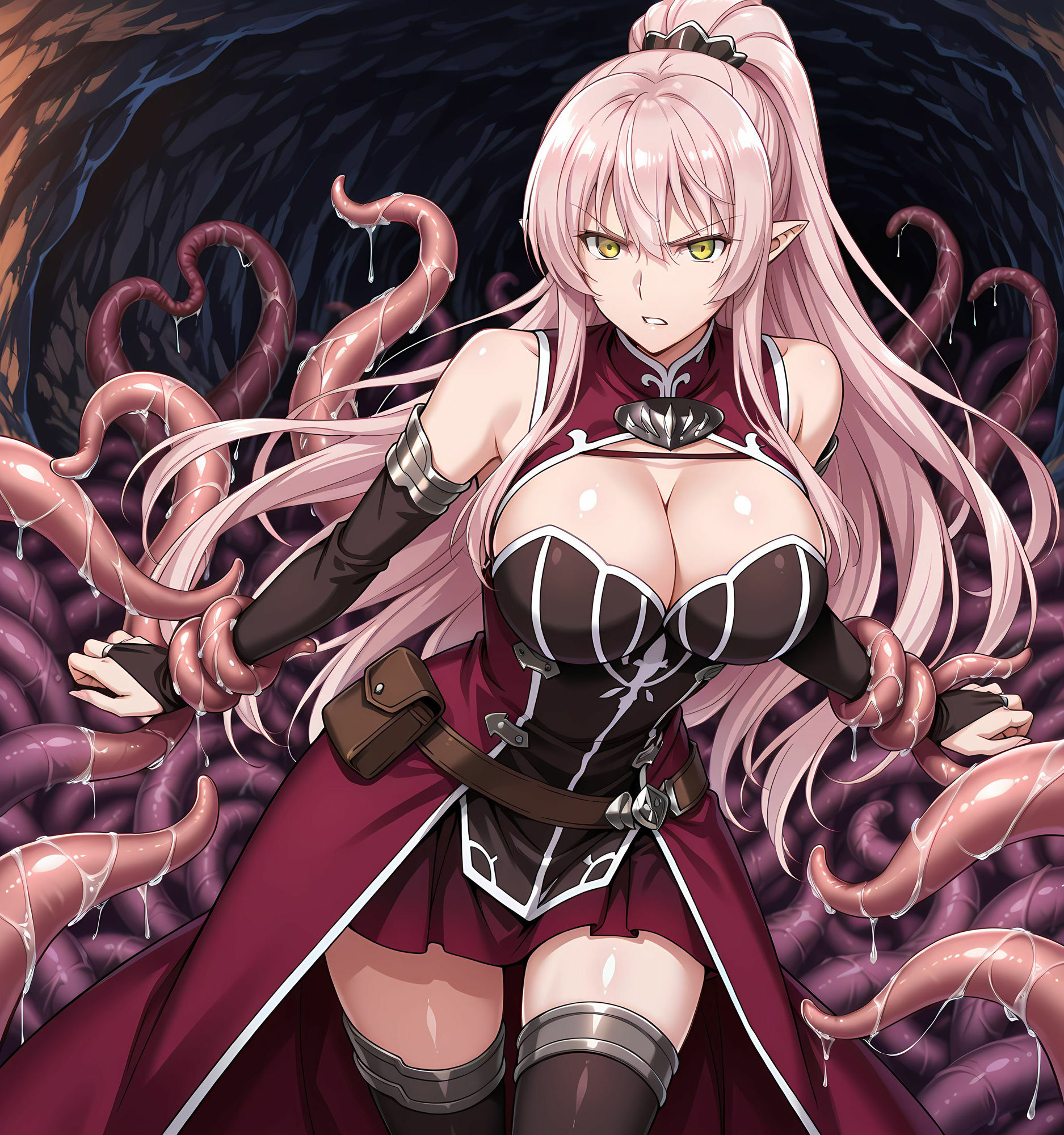エルフ洗脳丸呑み悪堕ち〜淫魔化搾精〜 - サンプル画像 3
