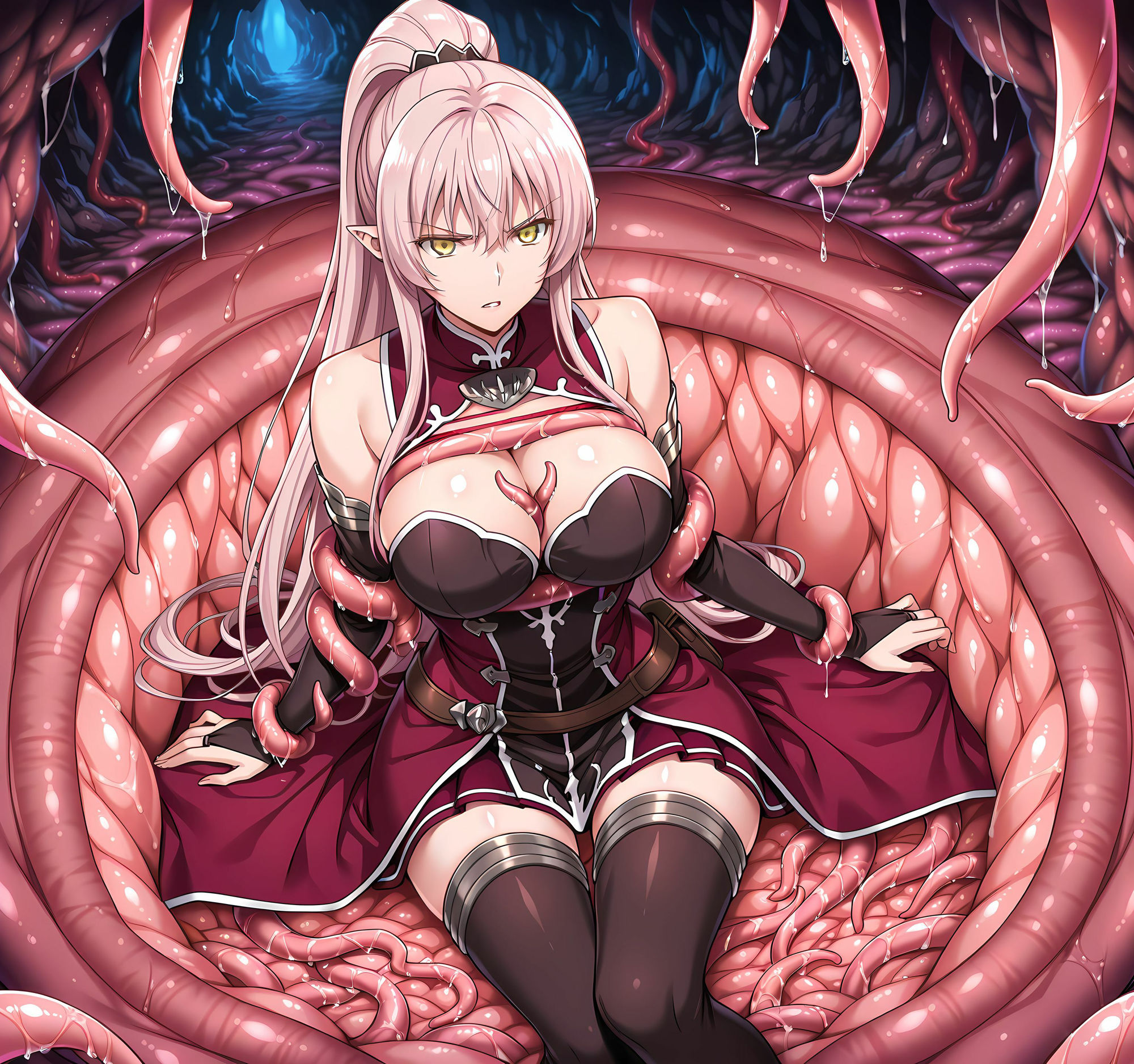 エルフ洗脳丸呑み悪堕ち〜淫魔化搾精〜 - サンプル画像 4