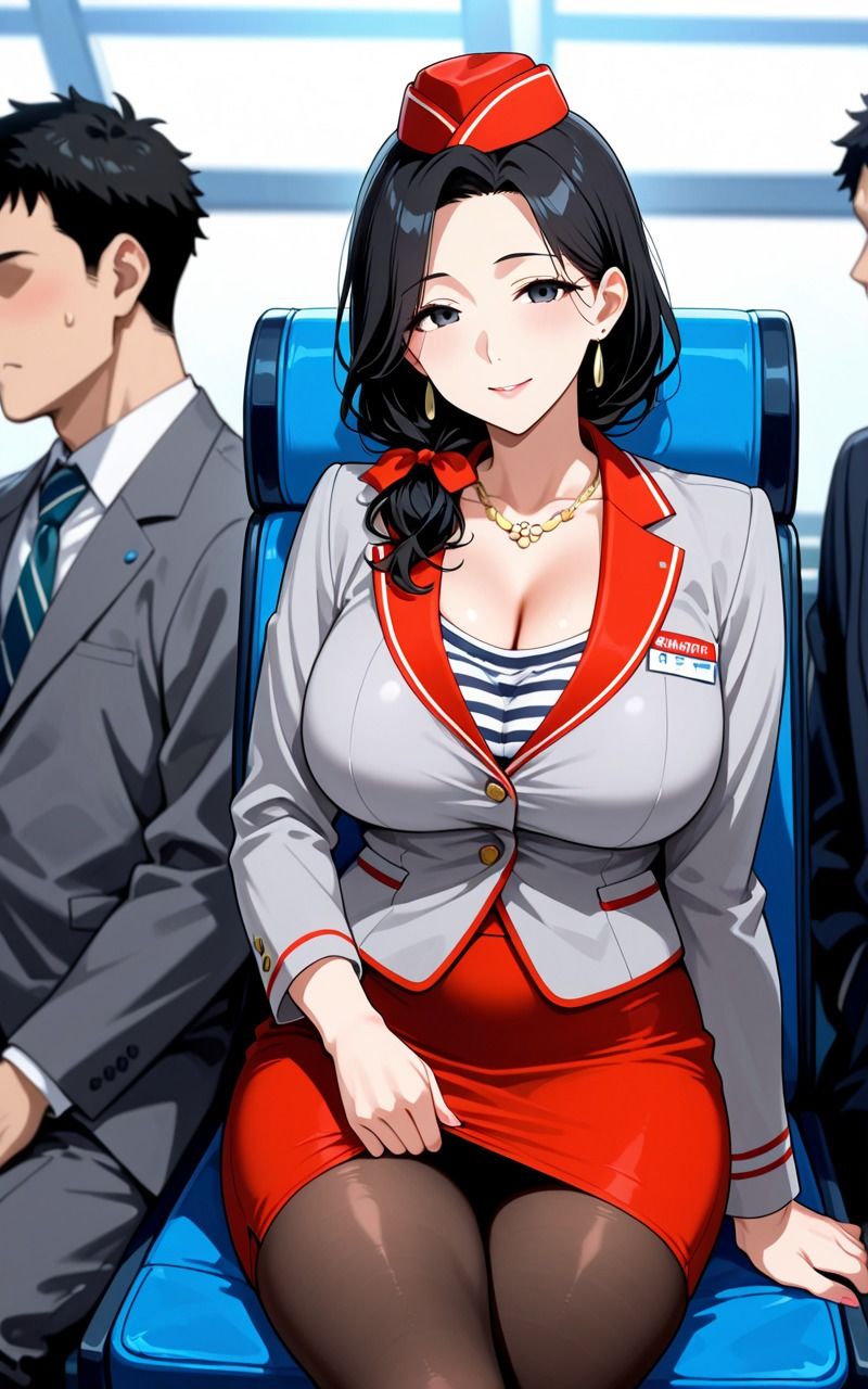 人妻CA 機内生ハメ絶頂 - サンプル画像 1