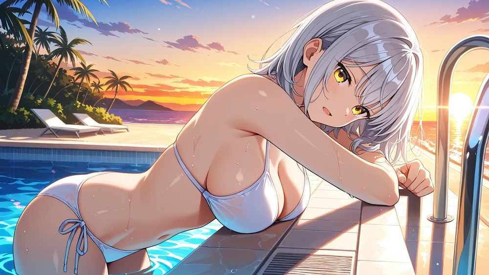 異色髪の爆乳グラビア姉妹が秘密のリゾートで種付け撮影【4K】 - サンプル画像 3