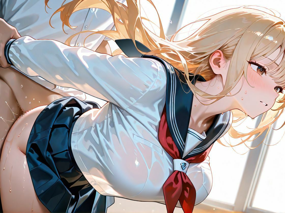 金髪女子校生を汗だく中出しセックスで性指導 - サンプル画像 6