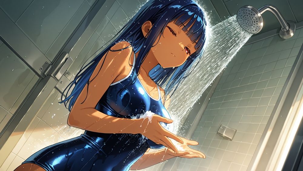 褐色肌の藍髪＆栗毛スク水ビューティが顧問教師と孕ませレッスン【4K】 - サンプル画像 6
