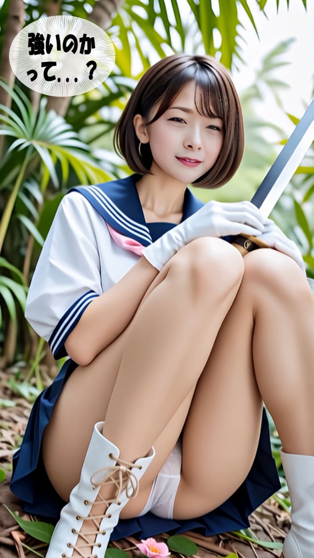 【スマホ動画】人妻美女セーラー剣士Saya/パンチラ・脚フェチ・尻フェチ編 - サンプル画像 3