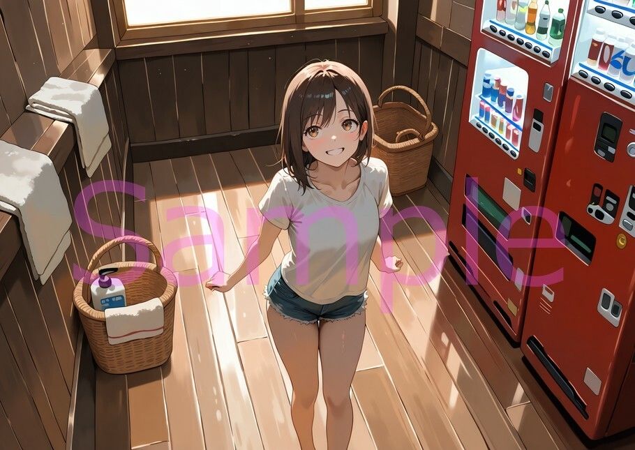【CFNM】薄着で男風呂を掃除するムッツリ女子大生の観察日記 - サンプル画像 1
