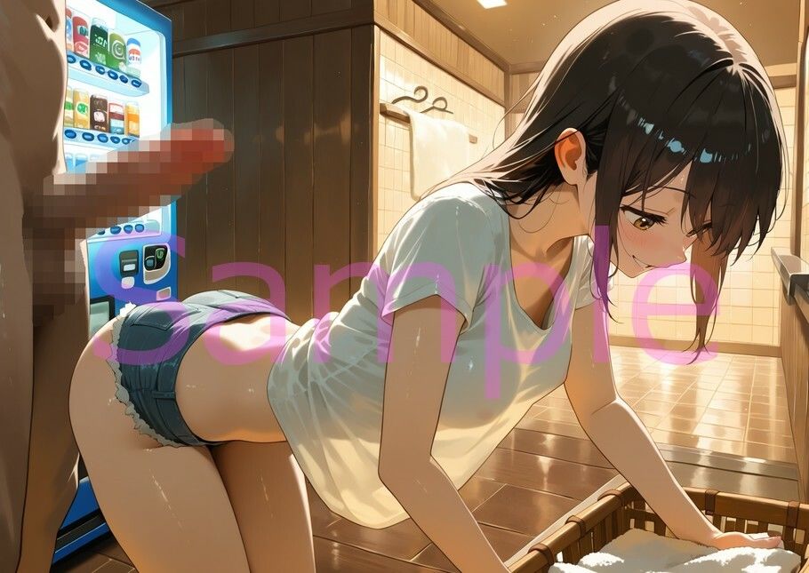 【CFNM】薄着で男風呂を掃除するムッツリ女子大生の観察日記 - サンプル画像 3