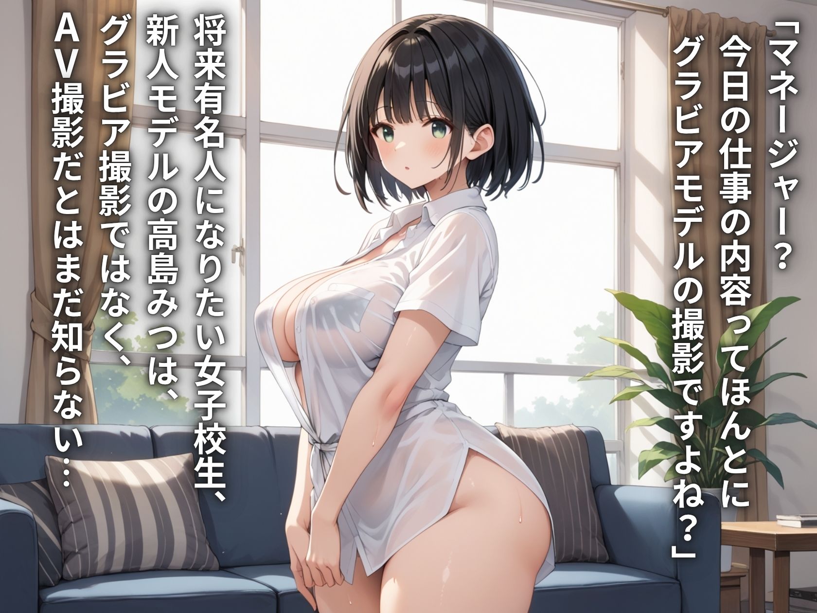 芸能事務所にグラビアと騙されてAVデビュー？！Iカップ巨乳アイドルJK初体験 - サンプル画像 1