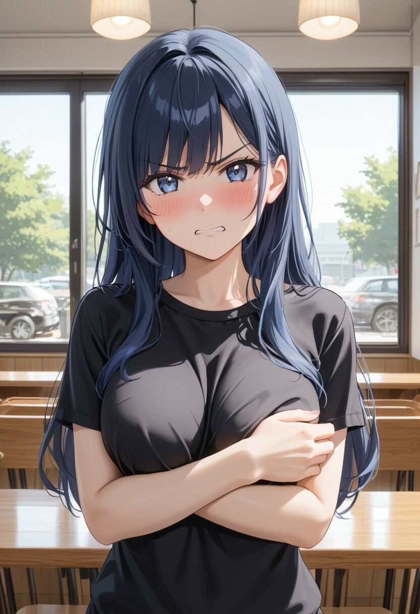 「嫌な顔されながらおっぱい見せてもらう」AIイラスト集 vol.1 - サンプル画像 5