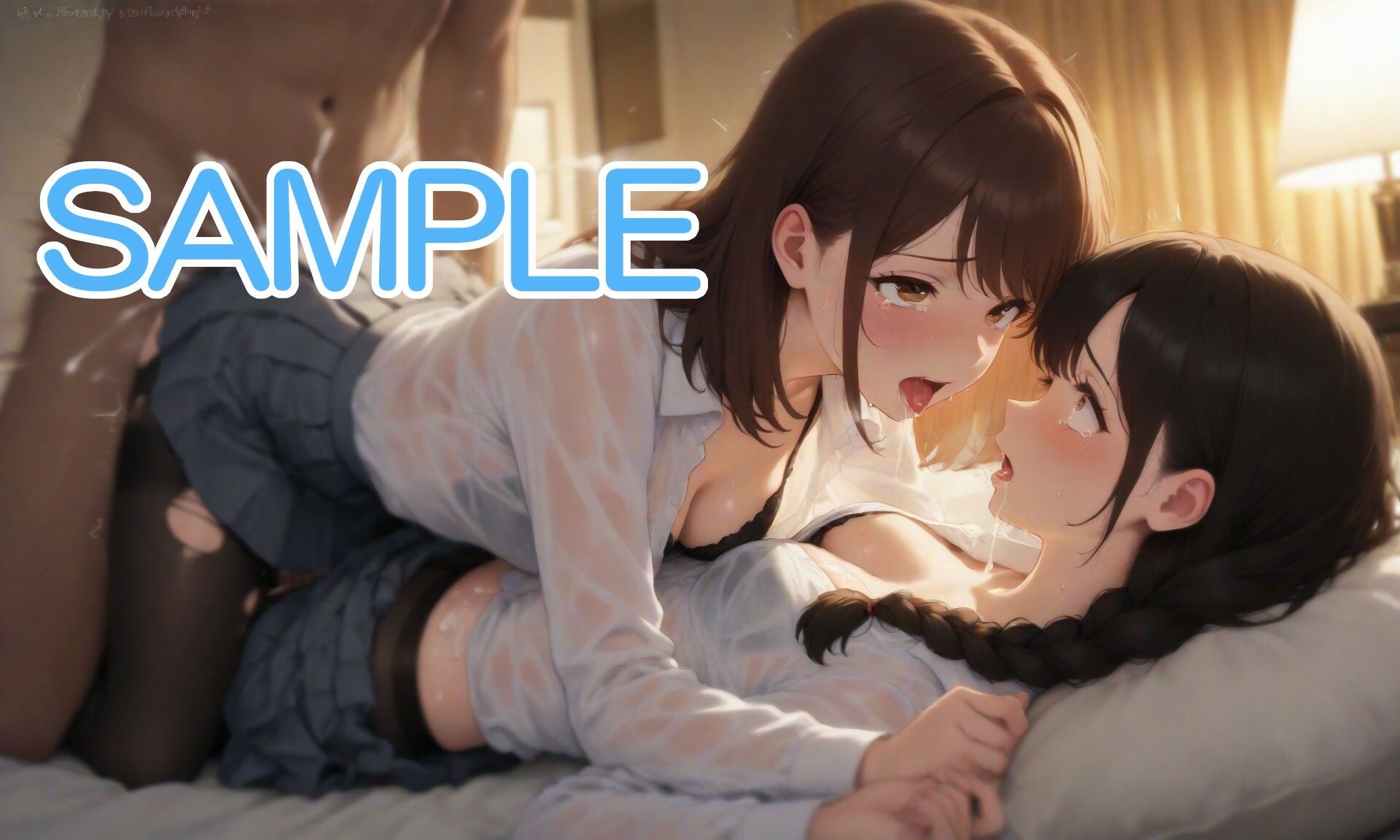 灰色スカートとタイツの学生服姿な女の子とベッドで・・・ - サンプル画像 6
