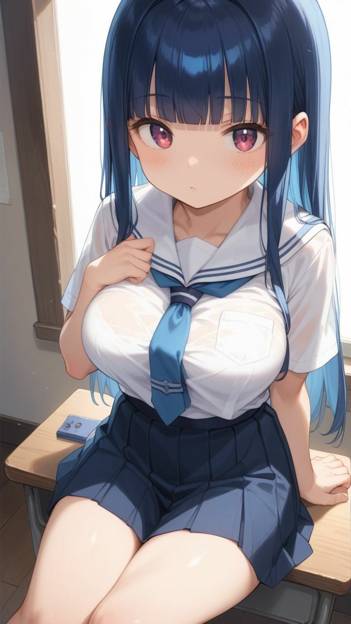 チンポで突かれながらジャバジャバ潮吹くスケベマンコな彼女たち【青春セーラーロリ巨乳編】 - サンプル画像 2