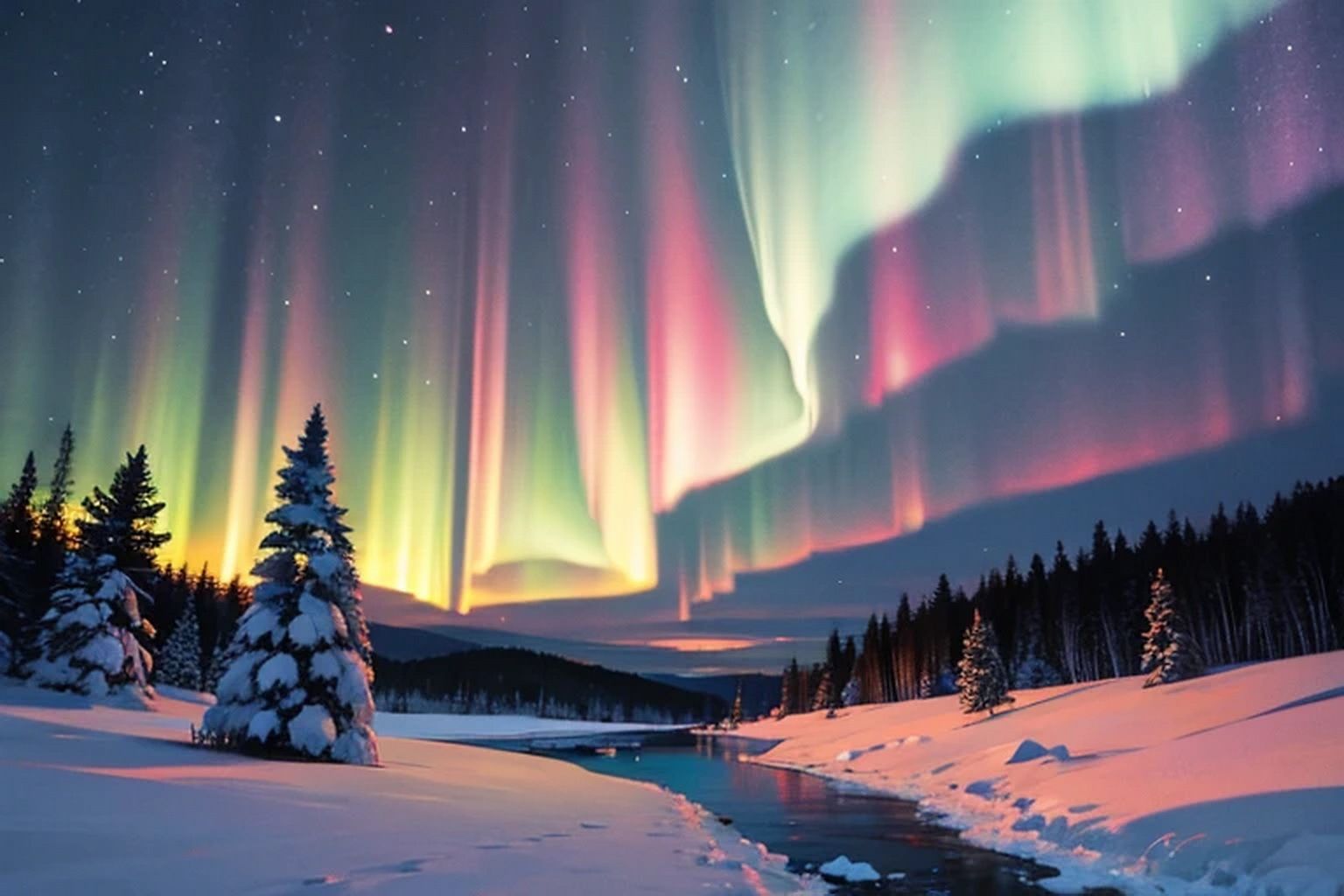 オーロラ  背景素材 - サンプル画像 1