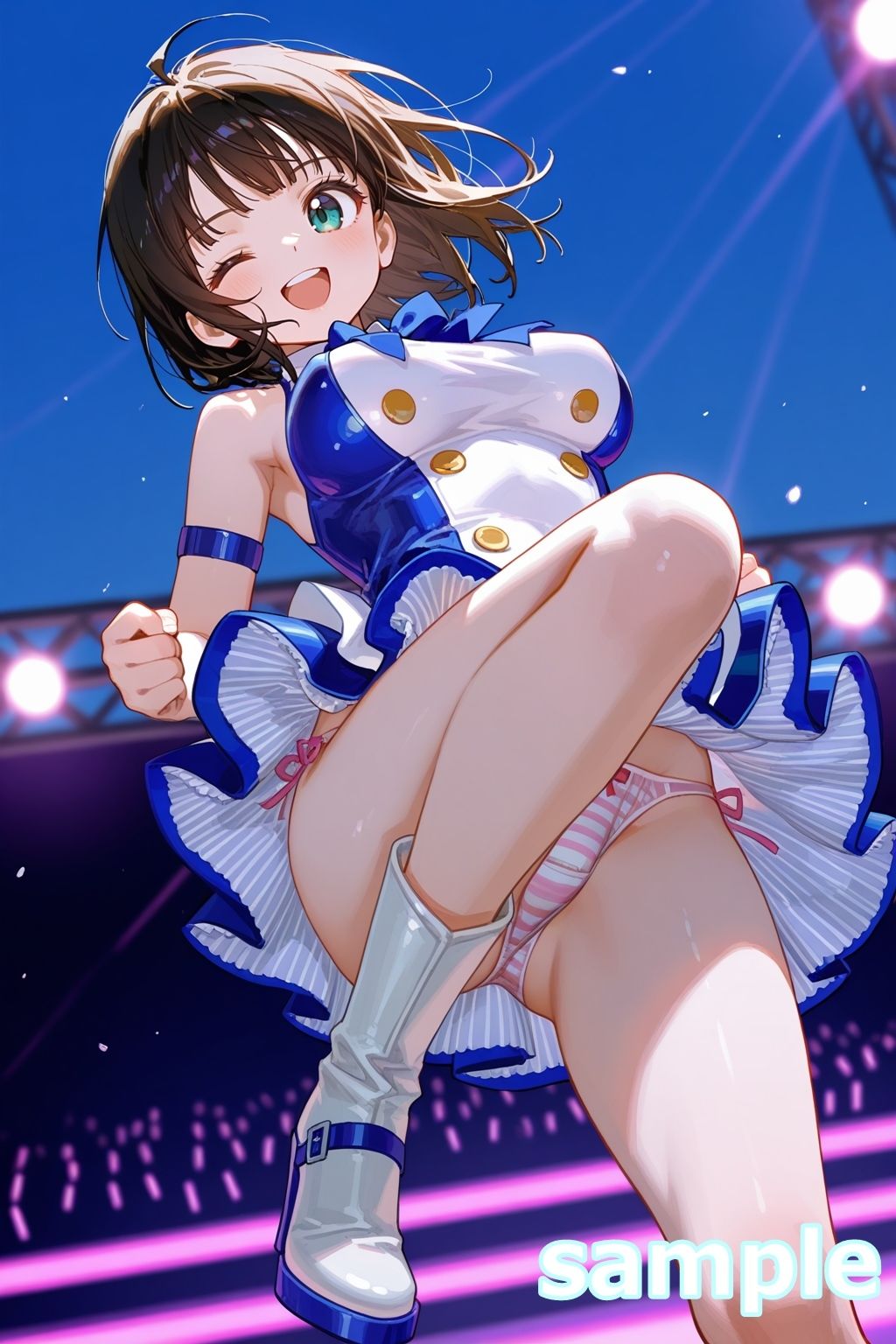 おパンツ拝見イラスト集 〜アイドル・ライブステージ編〜 - サンプル画像 2