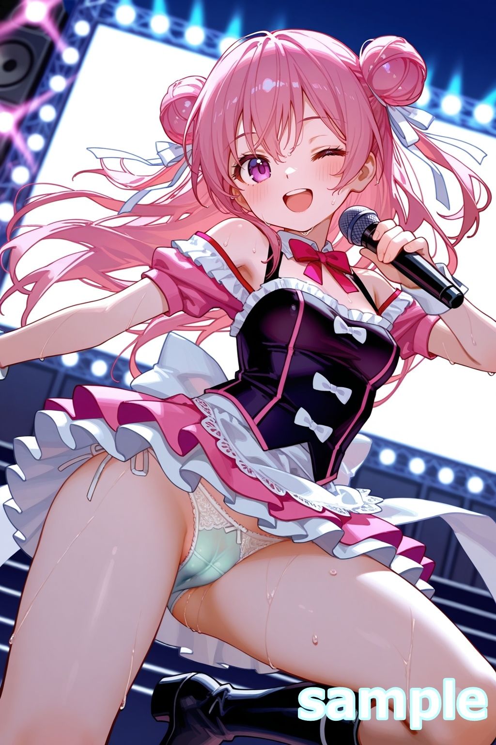 おパンツ拝見イラスト集 〜アイドル・ライブステージ編〜 - サンプル画像 6
