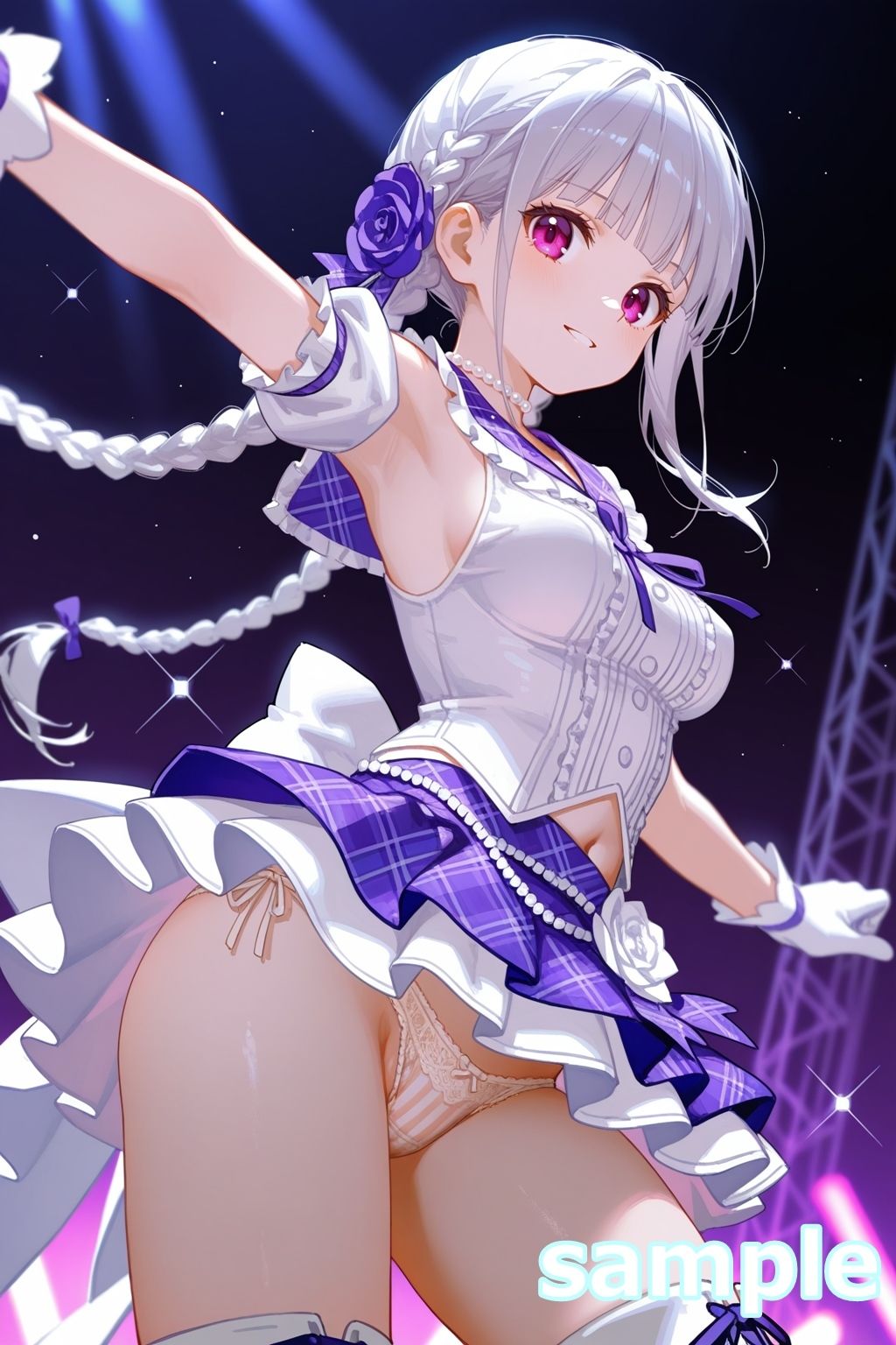 おパンツ拝見イラスト集 〜アイドル・ライブステージ編〜 - サンプル画像 10